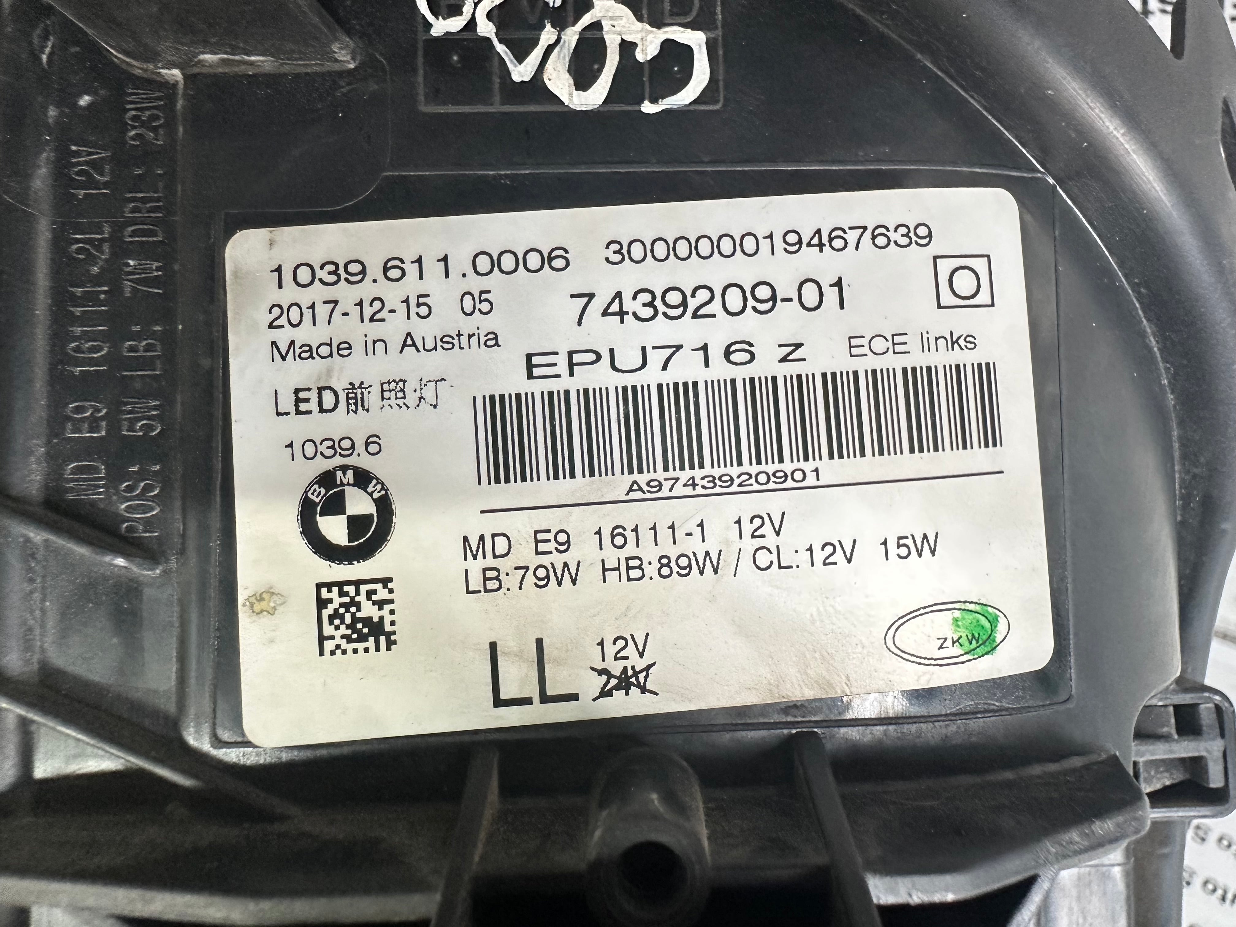 BMW 5 Series G30 G31 Adaptive LED Headlight Left (7439209-01)