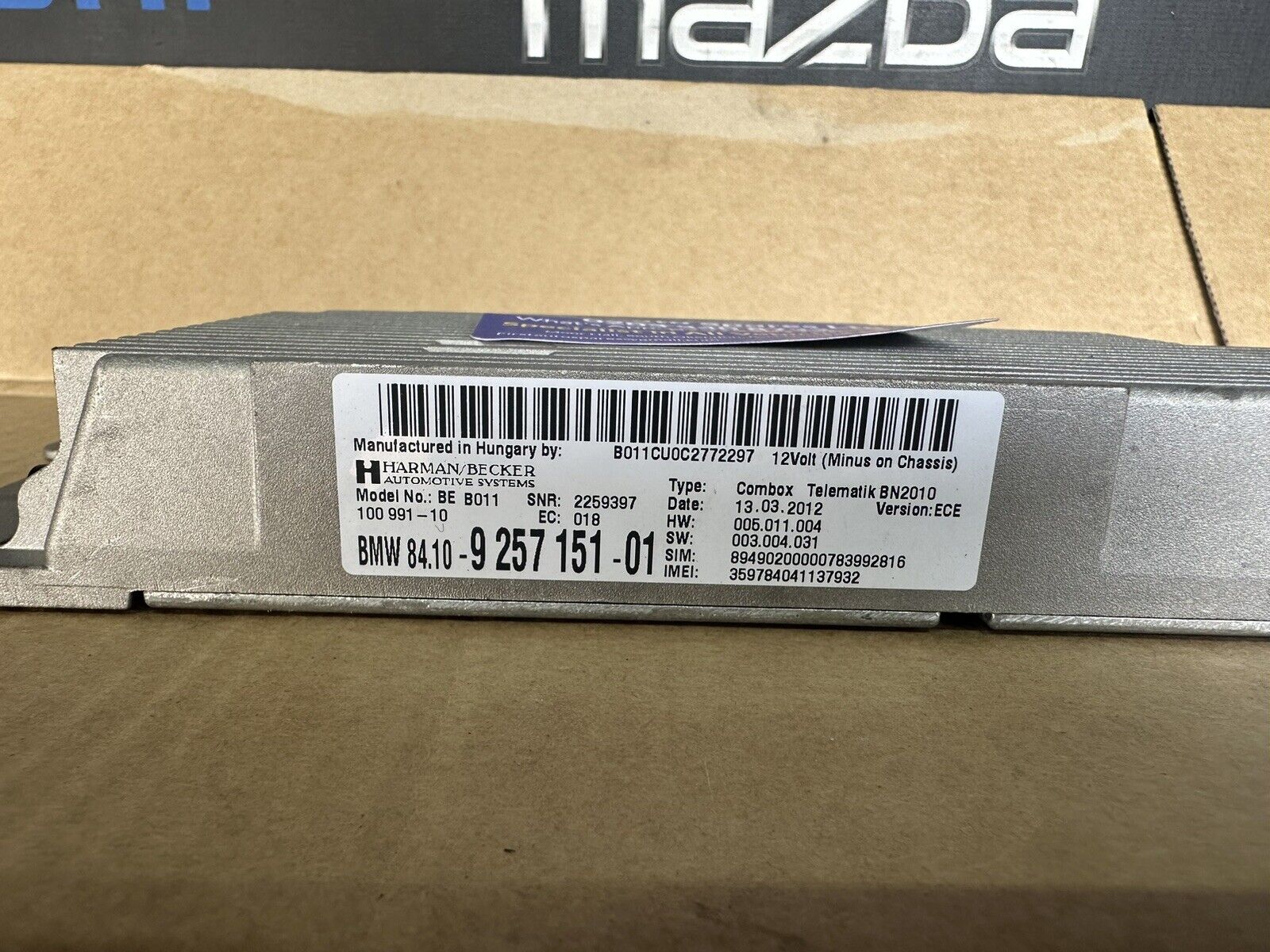 BMW 5 SERIES BLUETOOTH CONTROL UNIT ECU 9257151-01 F10 2010 - 2016