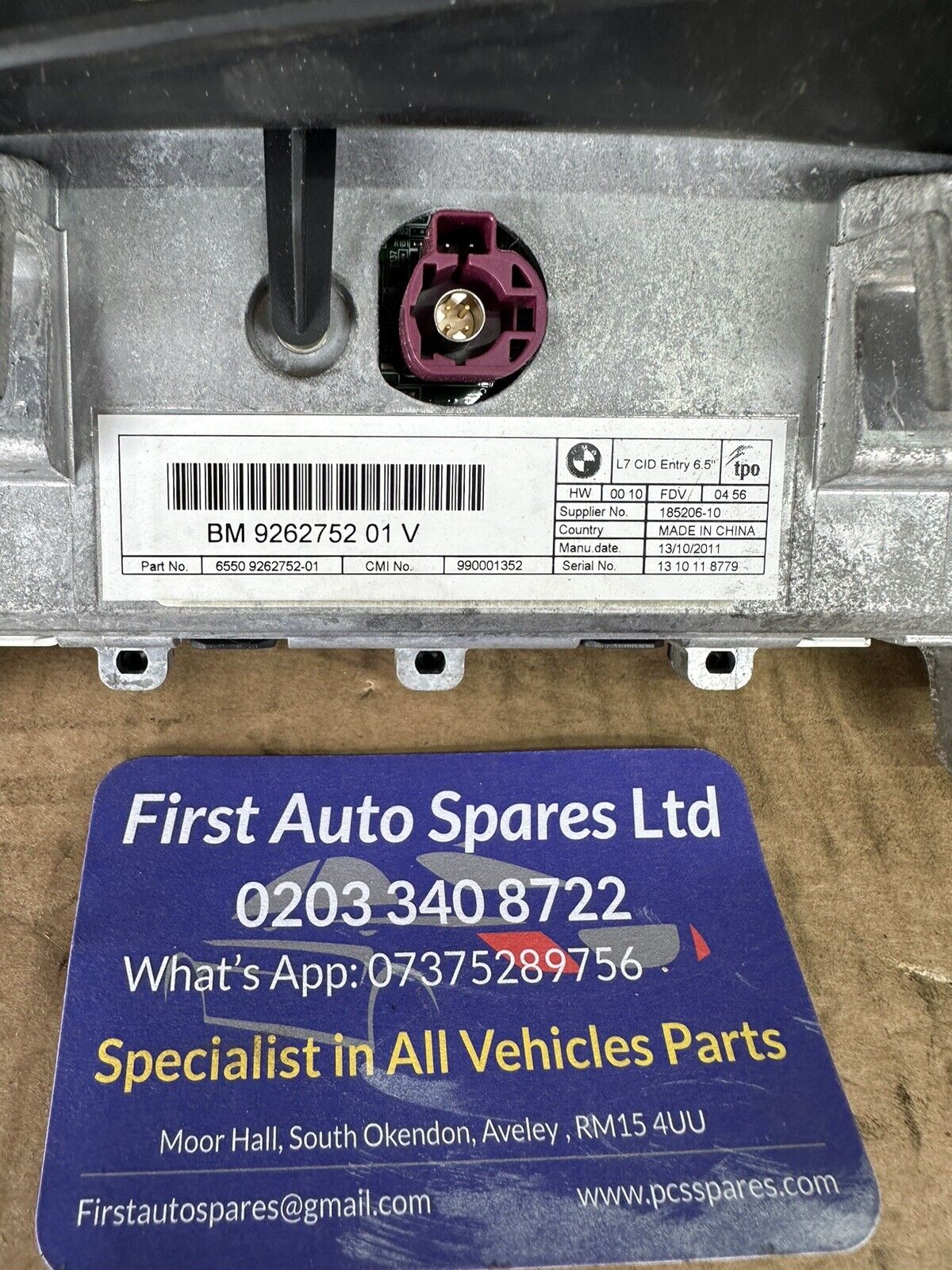 BMW 1 SERIES F20 F21 SAT NAV DISPLAY SCREEN 9262752 2017