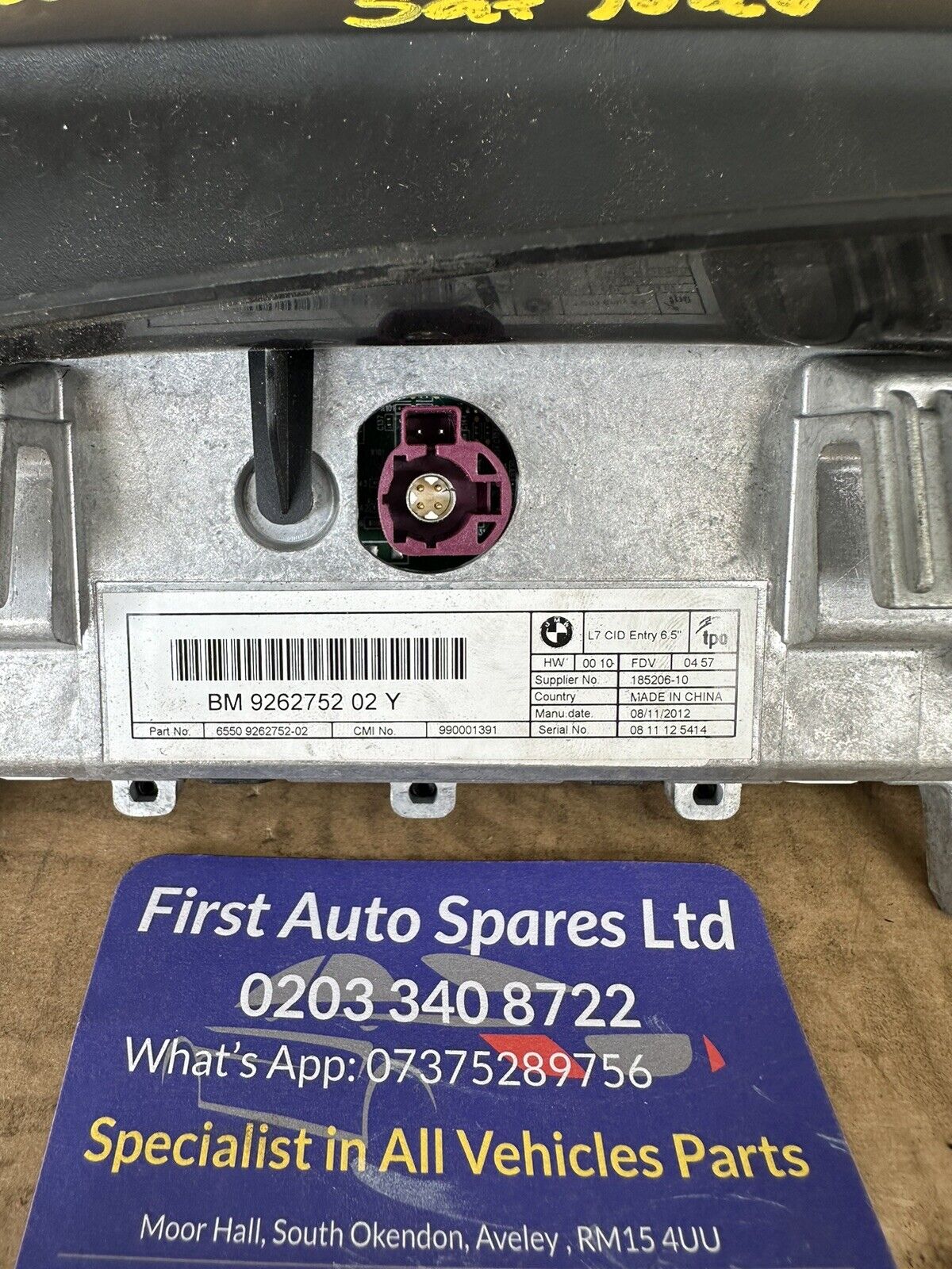 BMW 1-Series Sat NAV Central Information Display Screen f20 926275202