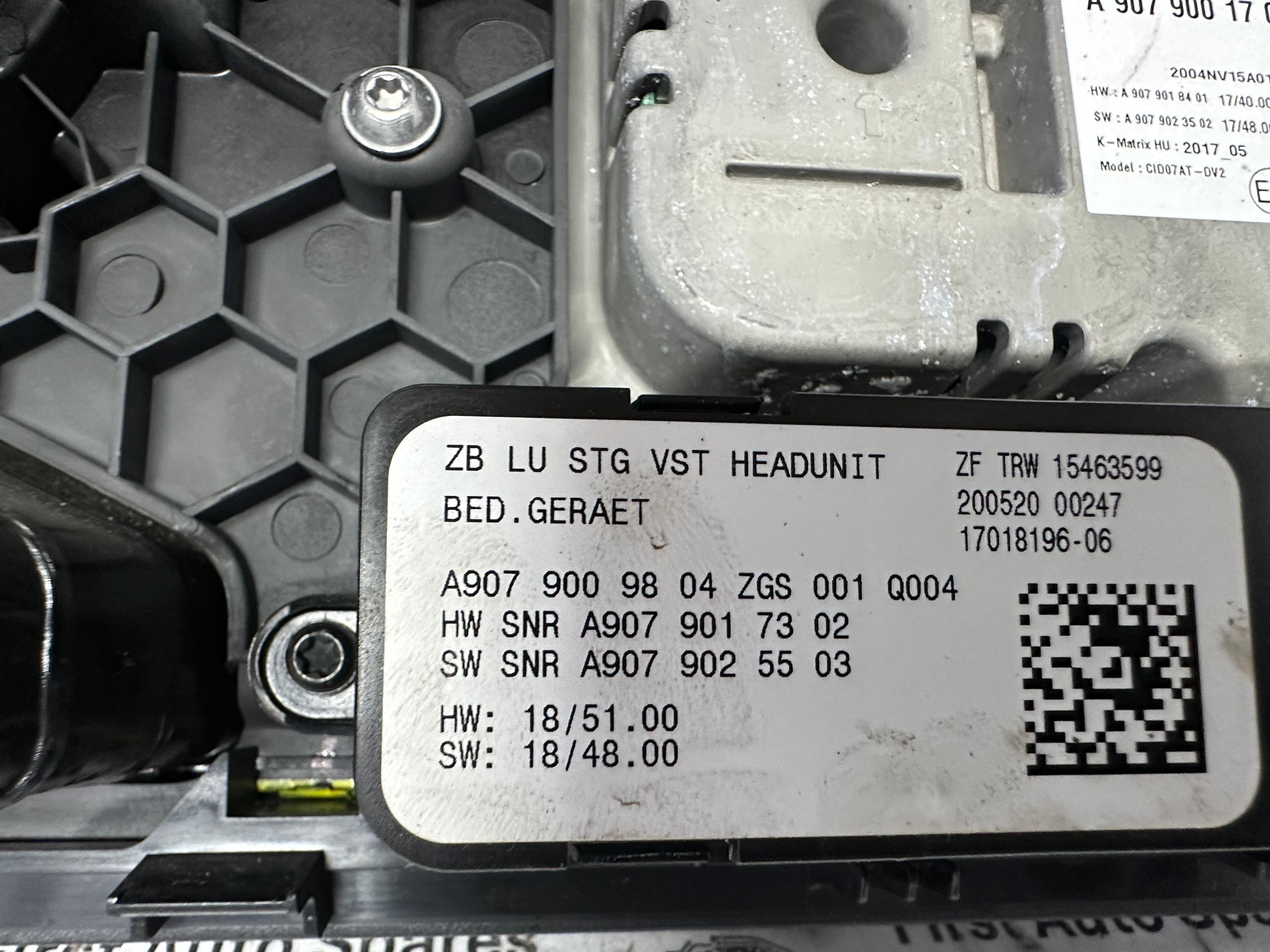 Mercedes Sprinter 907 2018-On Radio Display (A90790017) (A9108209000)