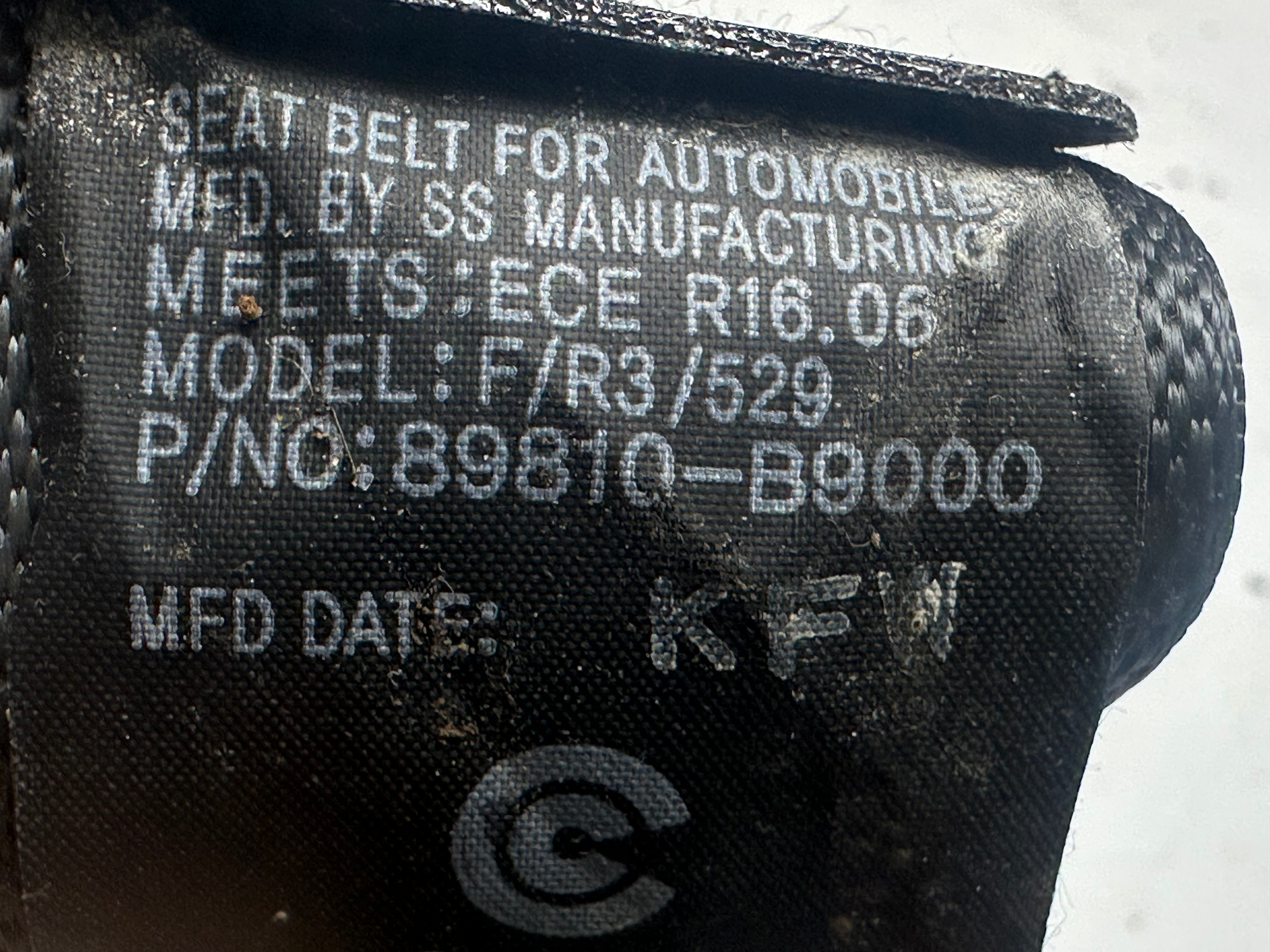 Hyundai i10 2015 MK2 Left Rear Seat Belt (89810-B9000)