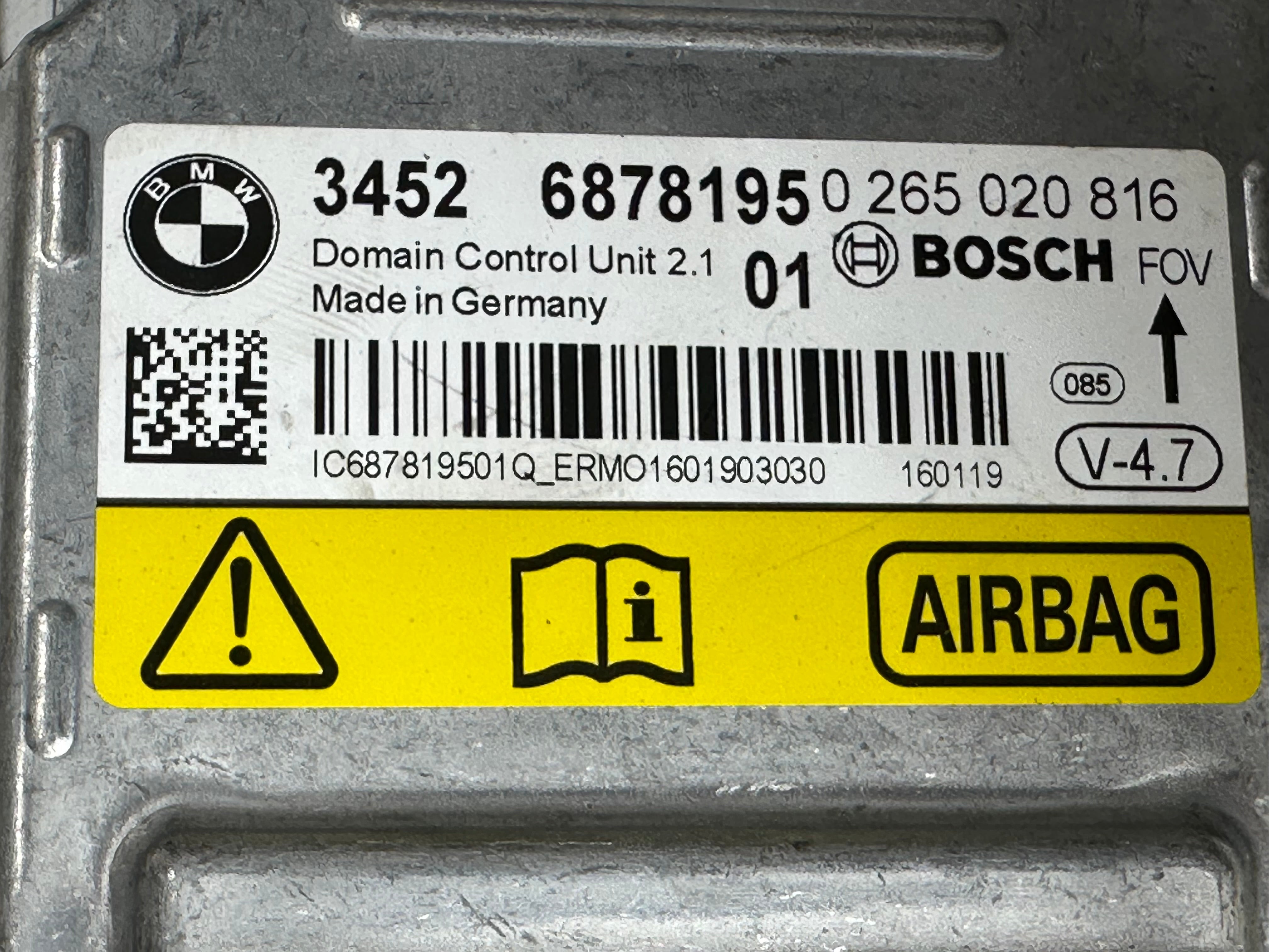 BMW X5 X6 F15 F16 F85 F86 Airbag Control Module (3452 6878195) (026502016)
