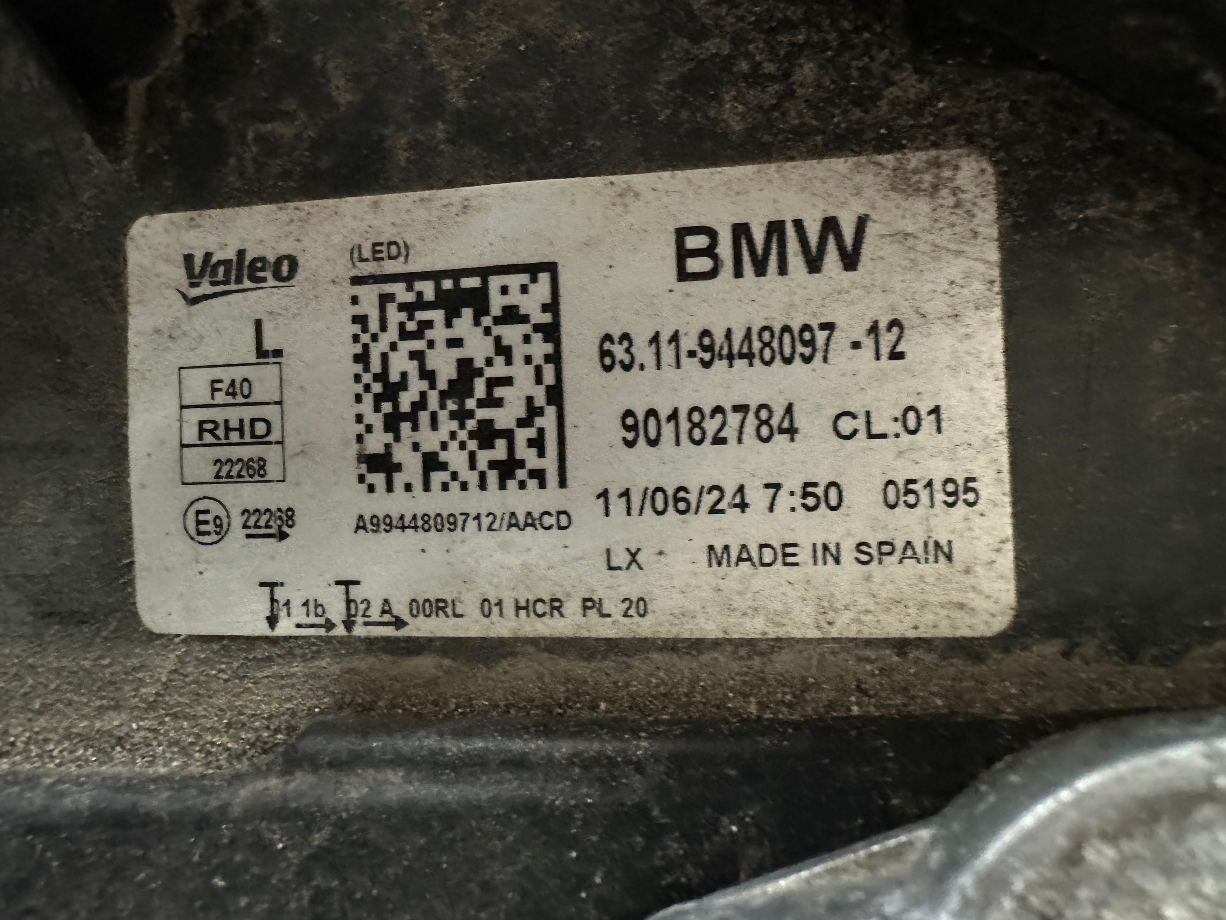 BMW 1 Series F40 LED Headlight Left Passenger N/S (9448097) (90182784)