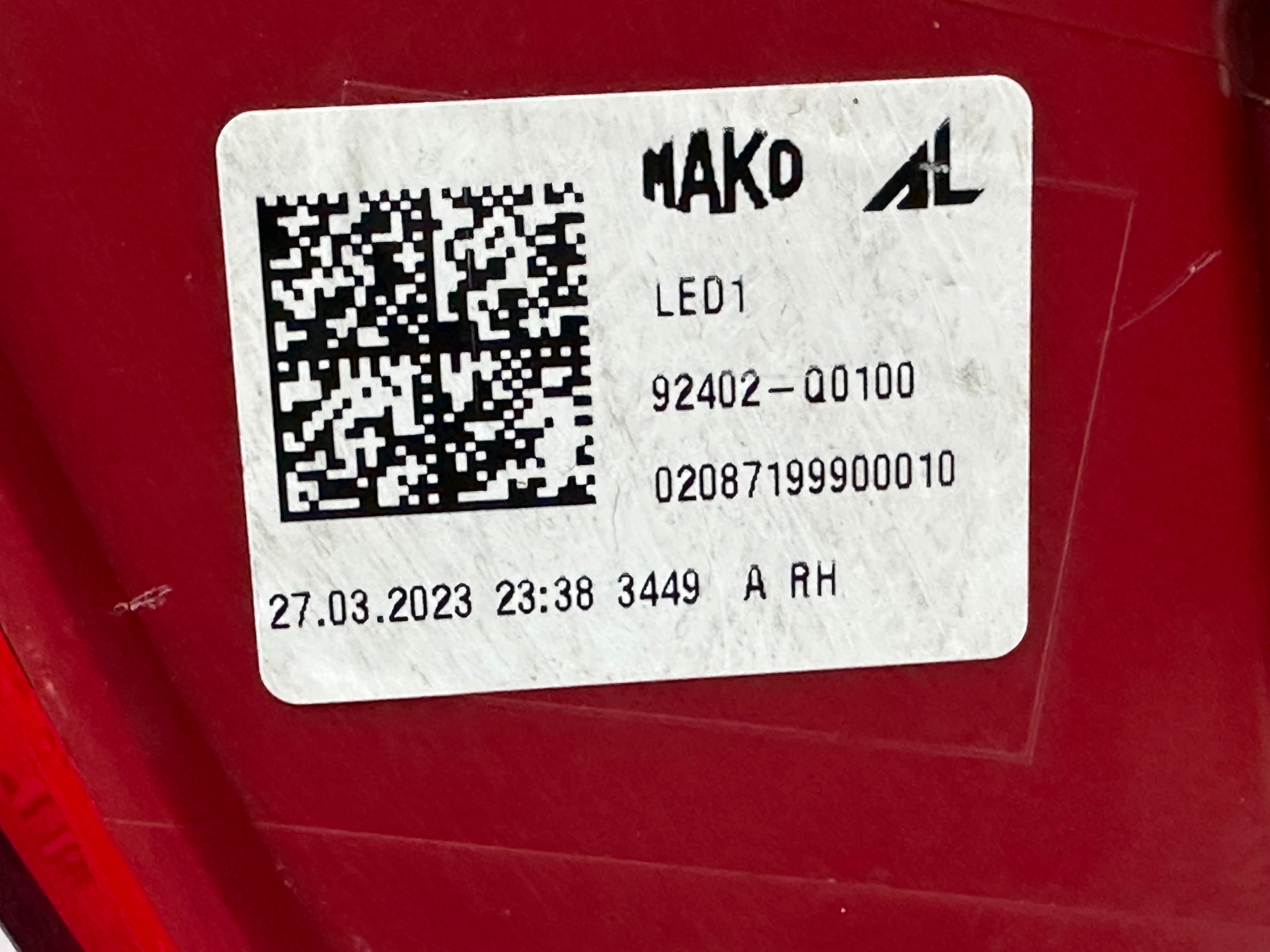 Hyundai i20 2024 Right Rear Tail Light (92402Q0100)