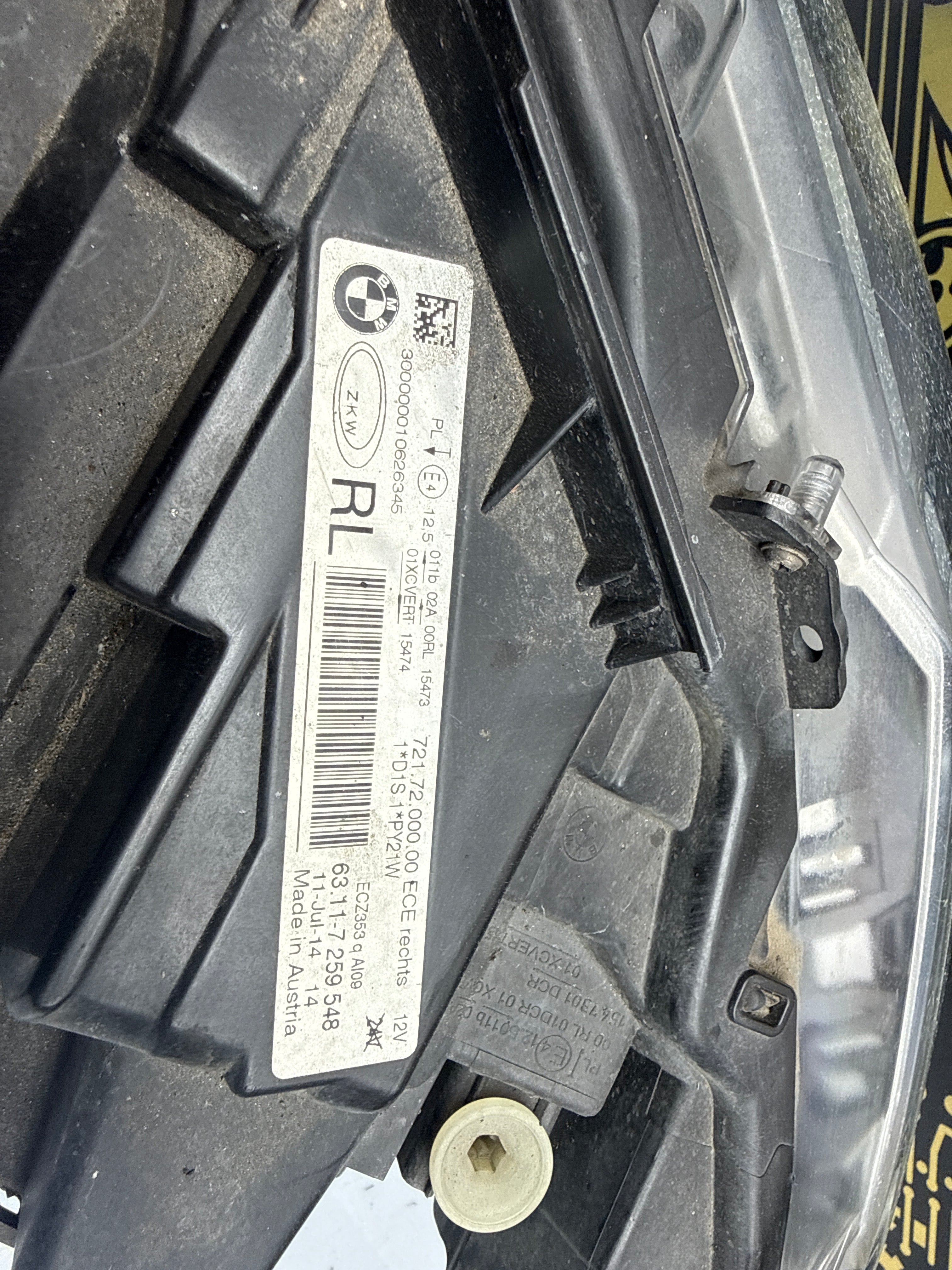 BMW 3 Series F30 F31 Pre-LCI Xenon Complete Right Headlight (7259548)