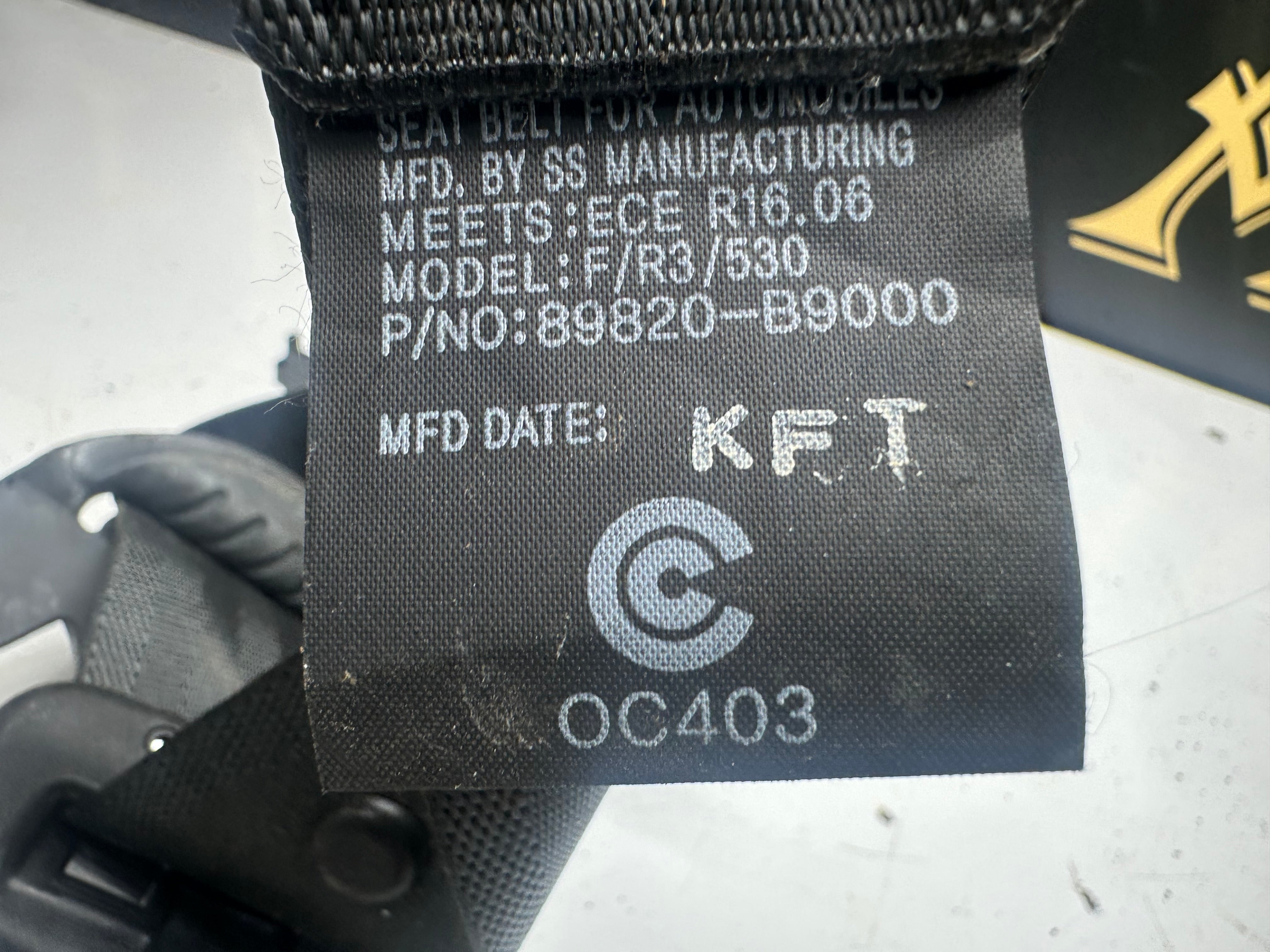 Hyundai i10 2015 MK2 Right Rear Seat Belt (89820-B9000)