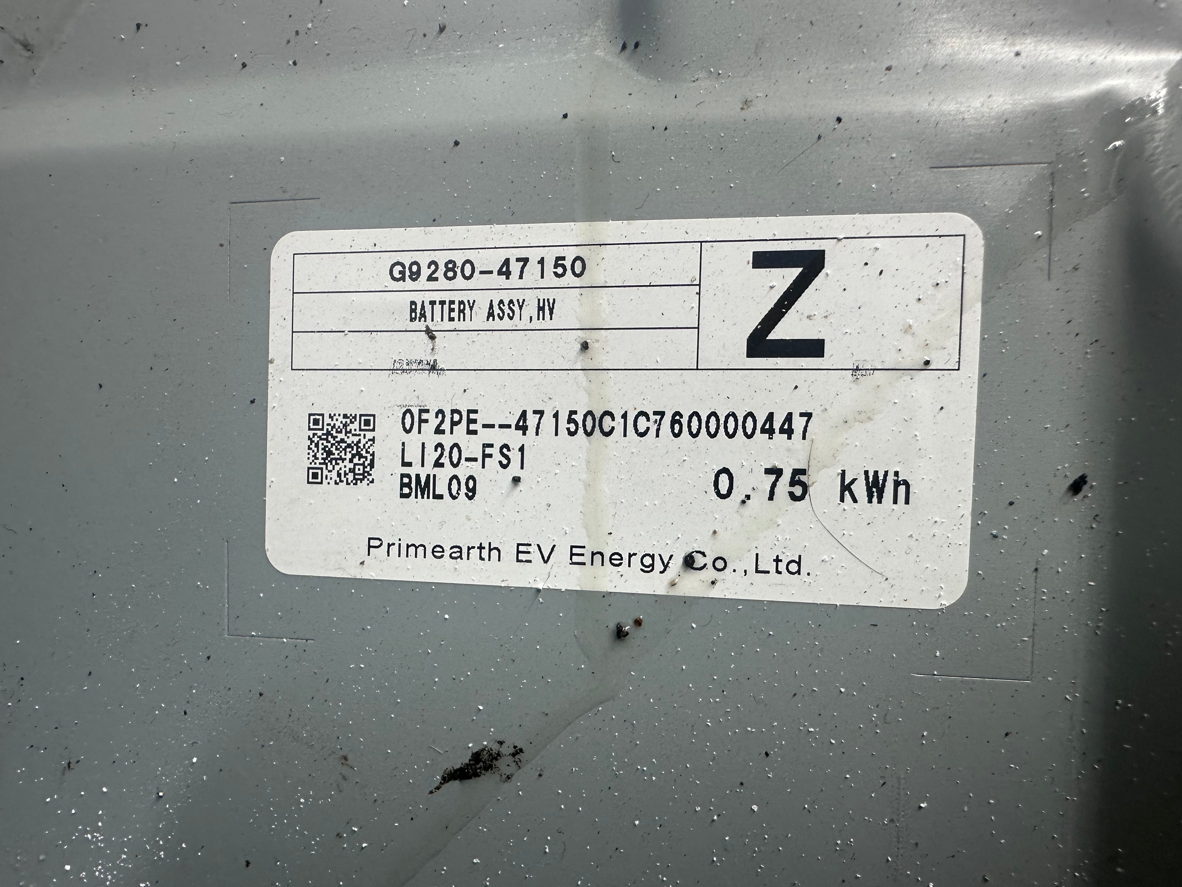 Toyota Corolla MK12 Hybrid Battery High Voltage LI-20FS1 BML09 (G9280-47150)