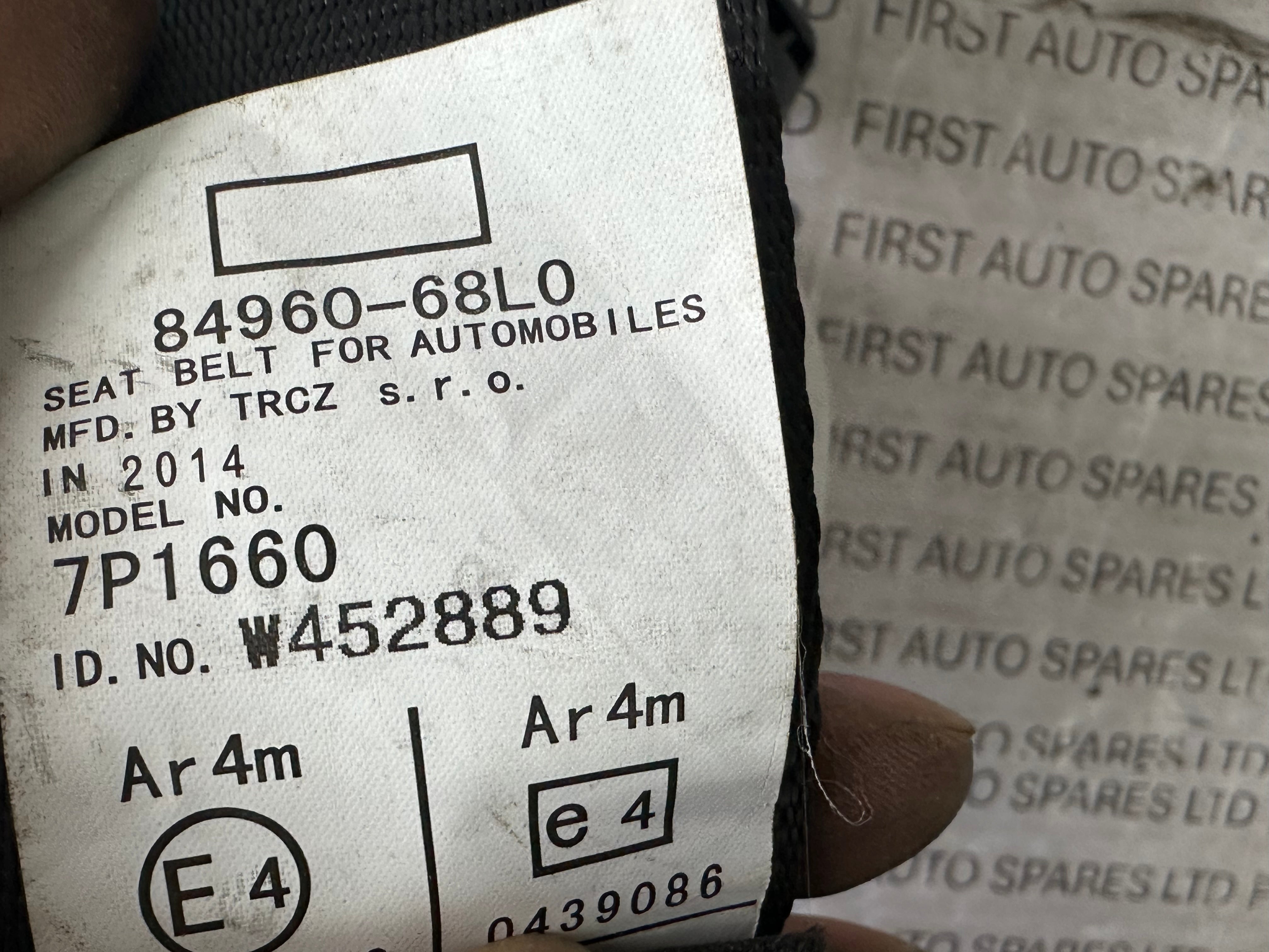 Suzuki Swift 2015 Right Rear Seat Belt (84960-68L0)