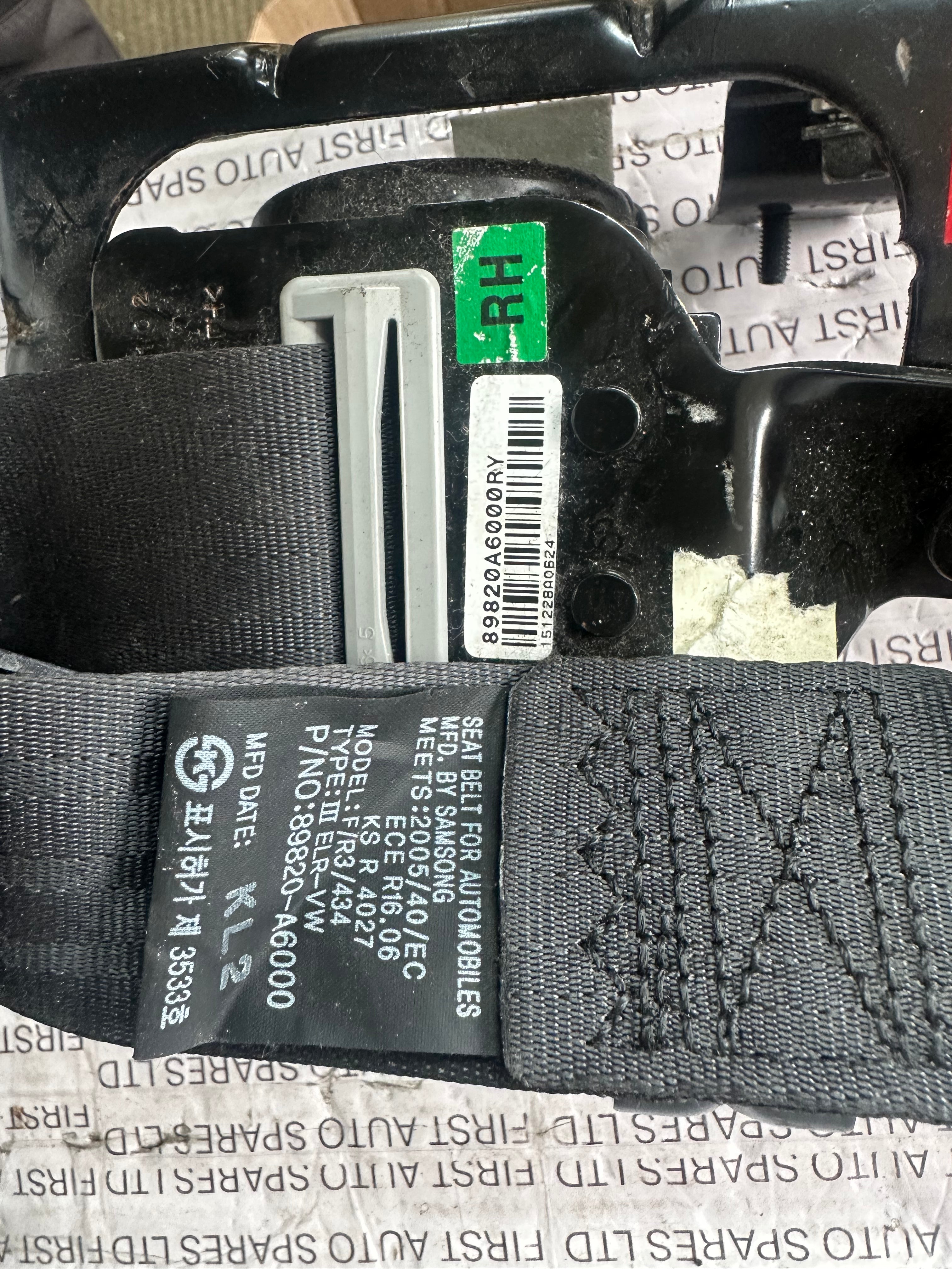 Hyundai i30 2016 Right Rear Seat Belt 89820A6000
