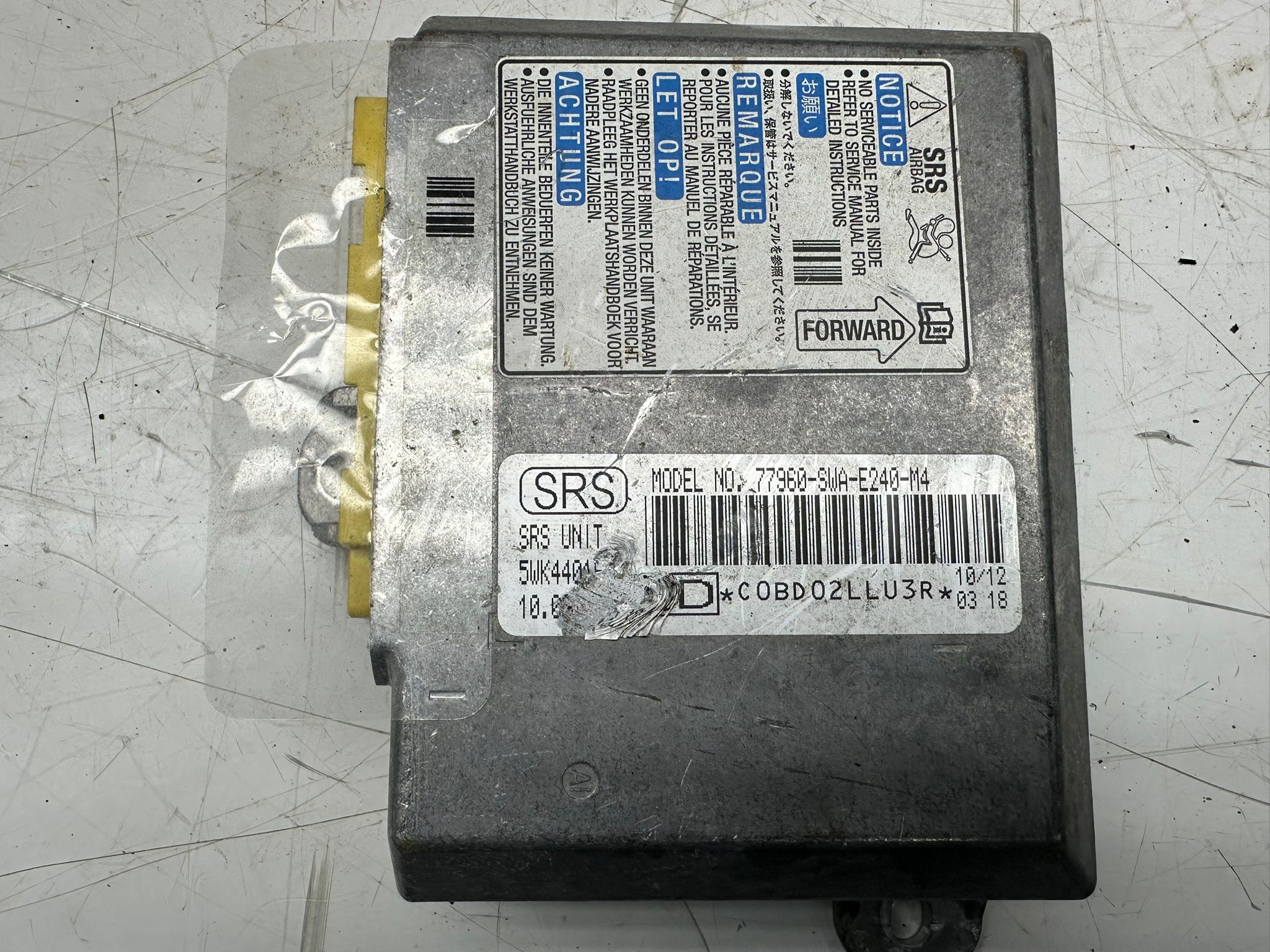 Honda CR-V 2007–2012 SRS Airbag Module Control ECU (77960-SWA-E240-M4)