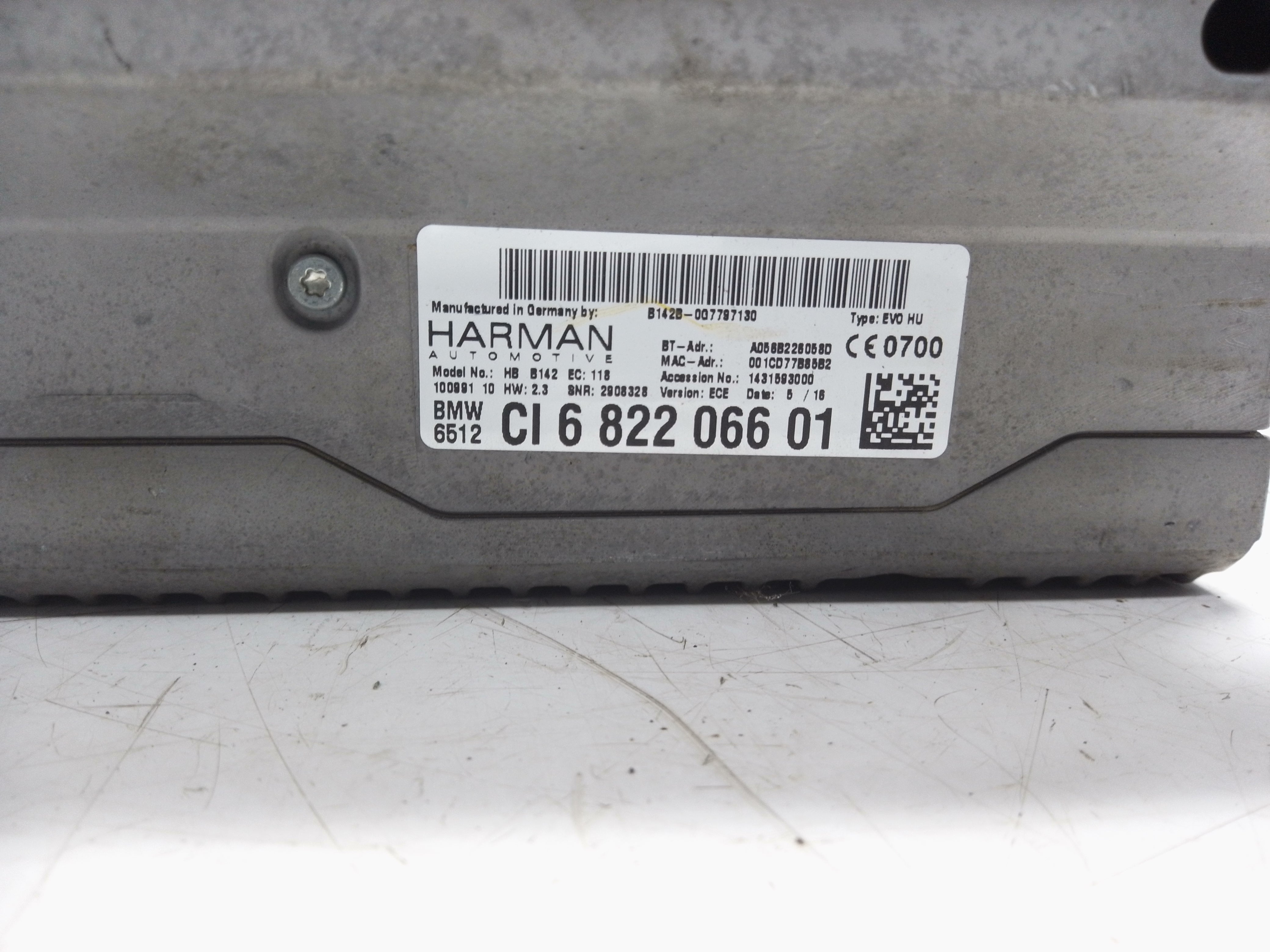 BMW 3 F30 F35 F31 2013 Radio CD GPS Player Head Unit (6822066-01)