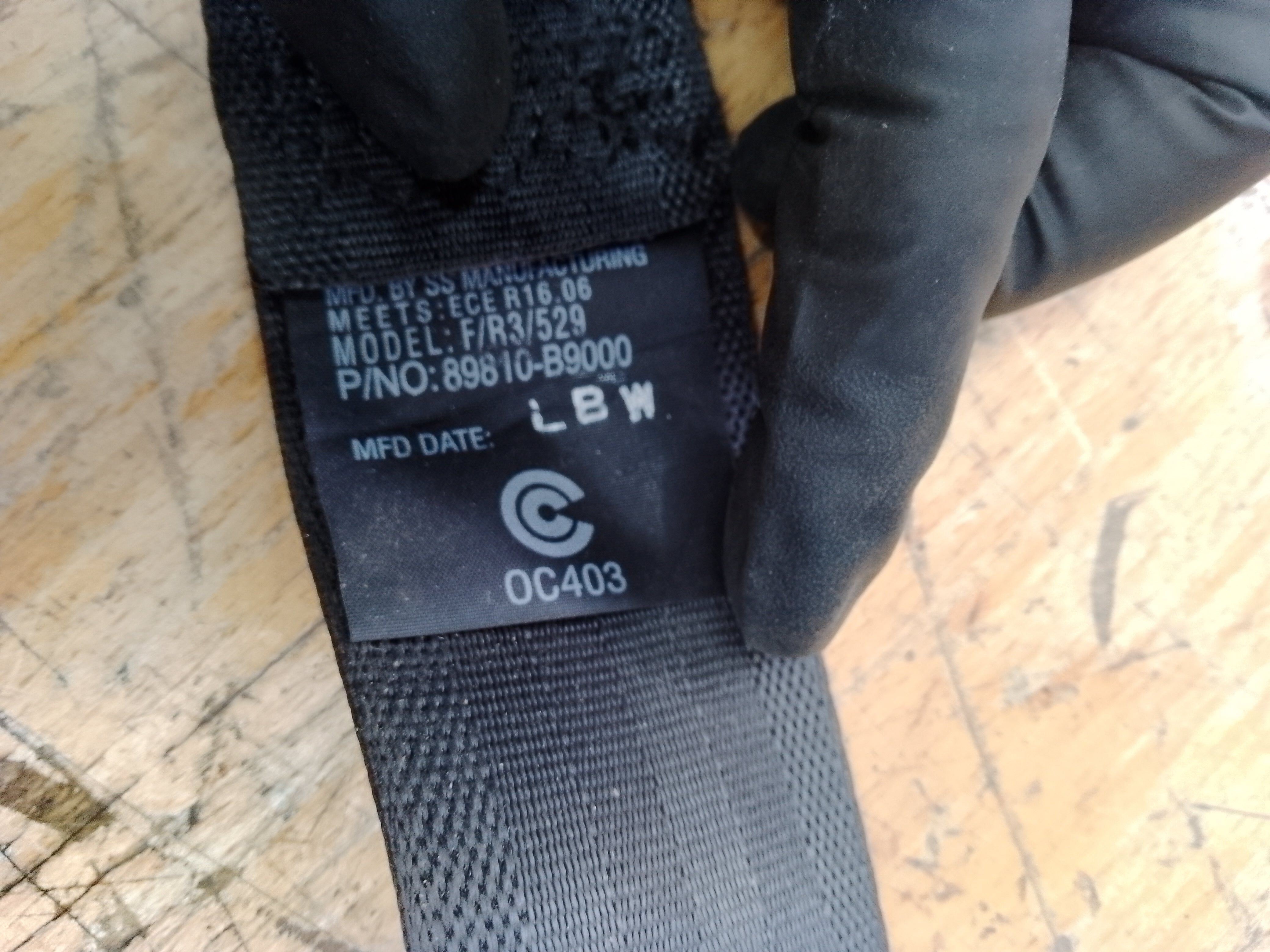 Hyundai i10 Mk2 2013-2019 Seat Belt Left Passenger Rear (89810-B9000)