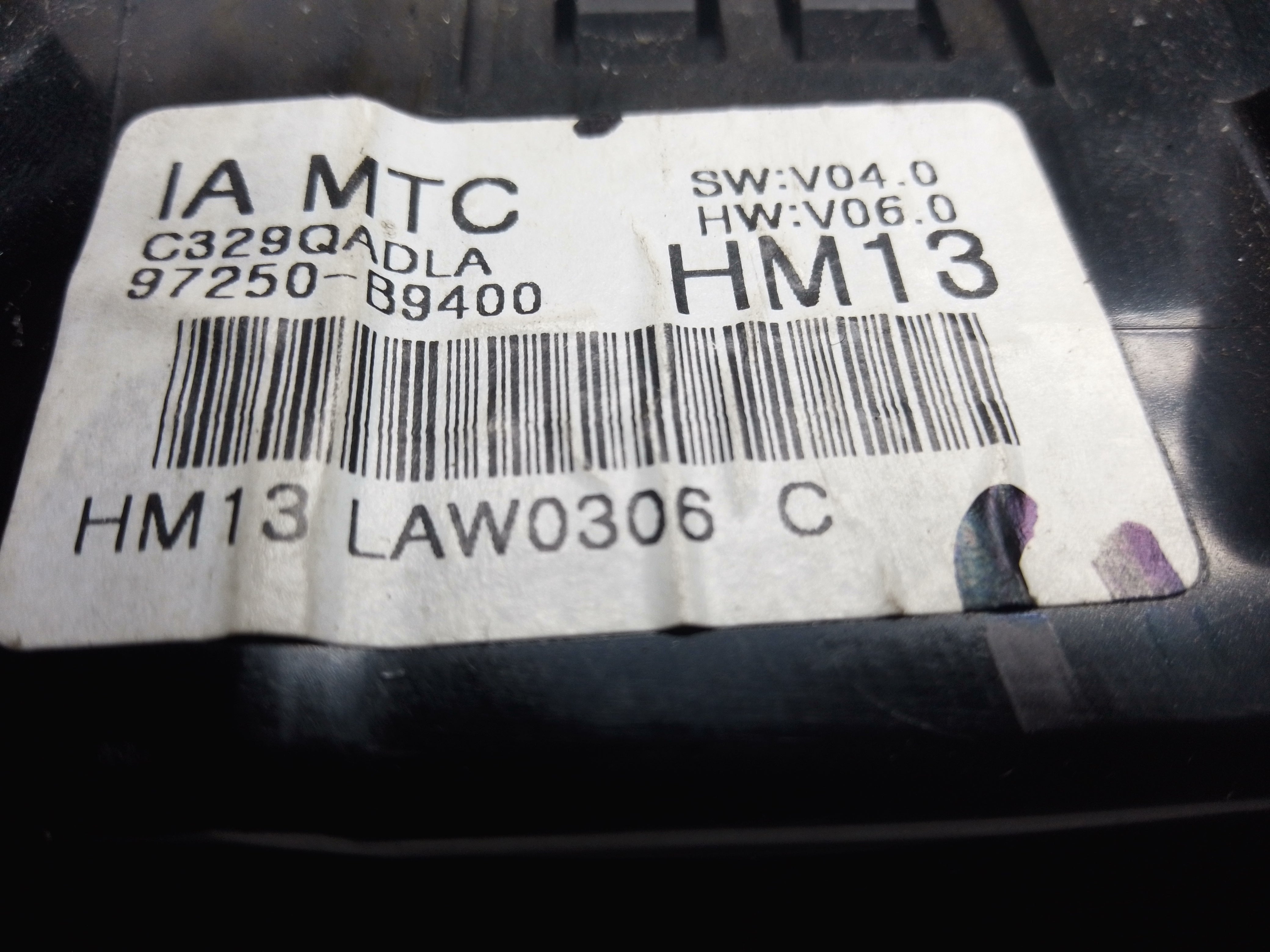 Hyundai i10 2015 A/C Heater Climate Control Panel Genuine (97250-B9400)