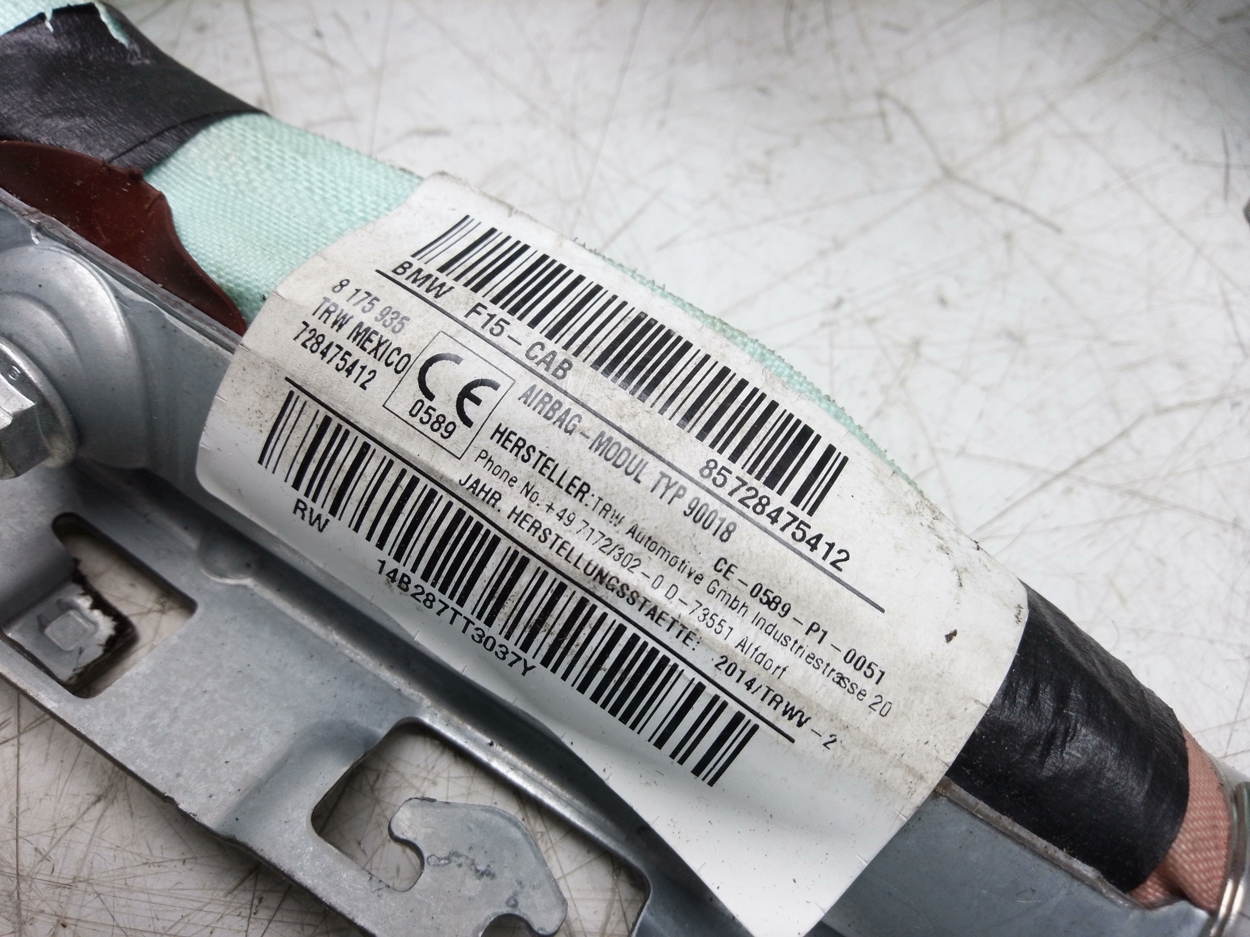 BMW X5 F15 F85 Roof Head Curtain Airbag Right Driver Side (8175935)