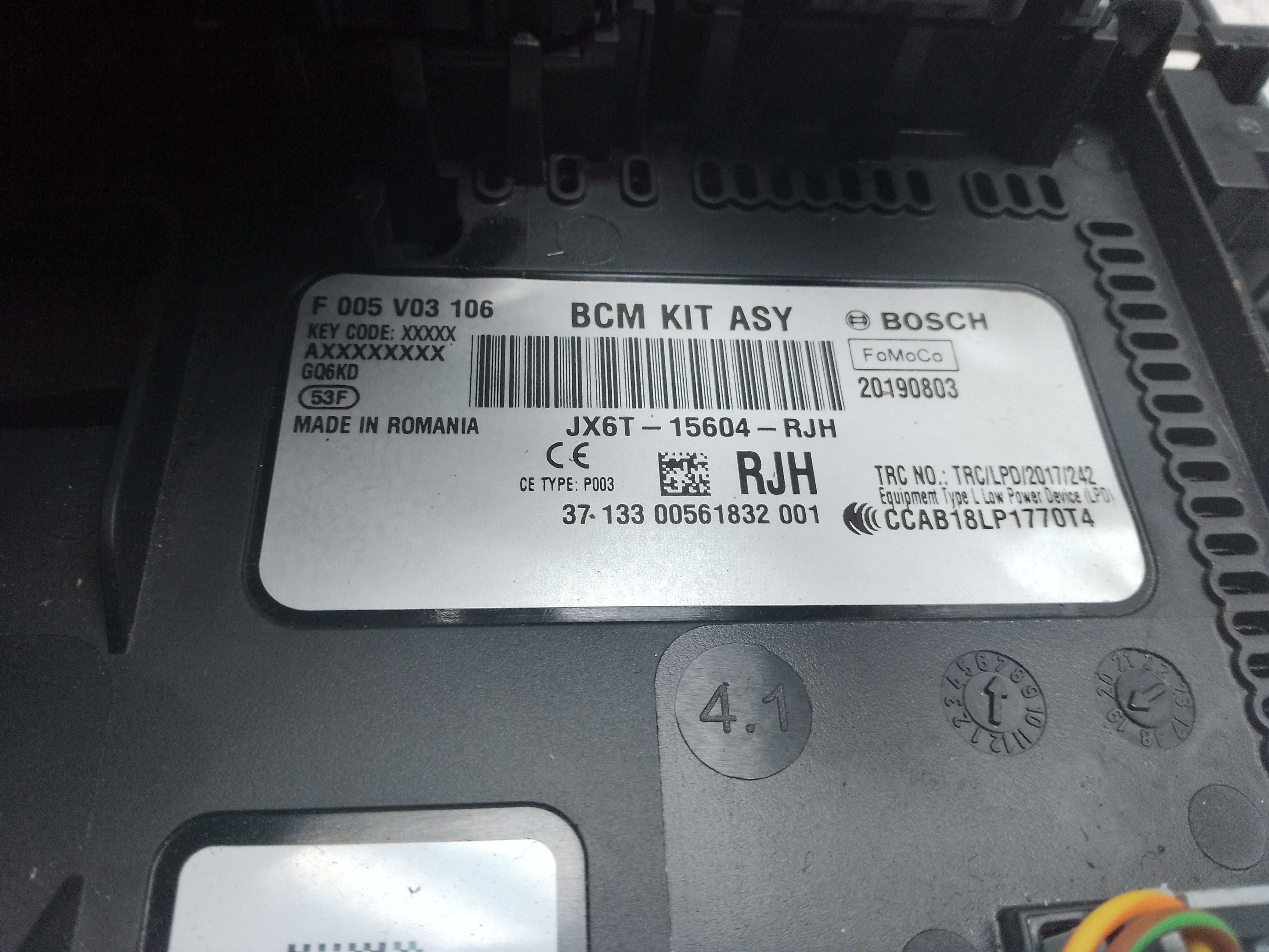 Ford Focus C519 2019 Body Control Module (JX6T-15604-RJH)