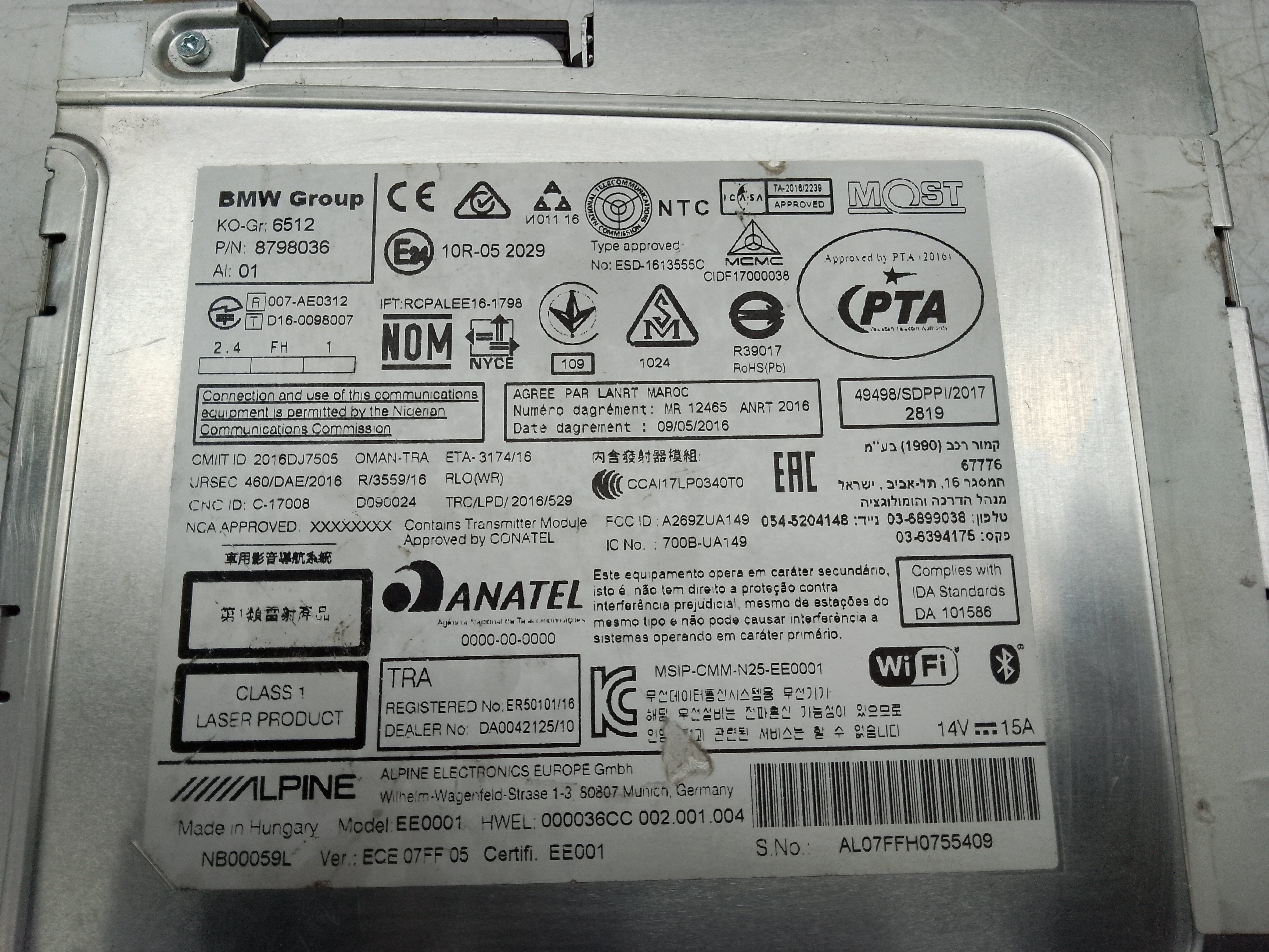 BMW 1, 2, 3, 4 Series F20 F22 F30 F32 Radio CD Multimedia Sat Nav Head Unit (8798036)