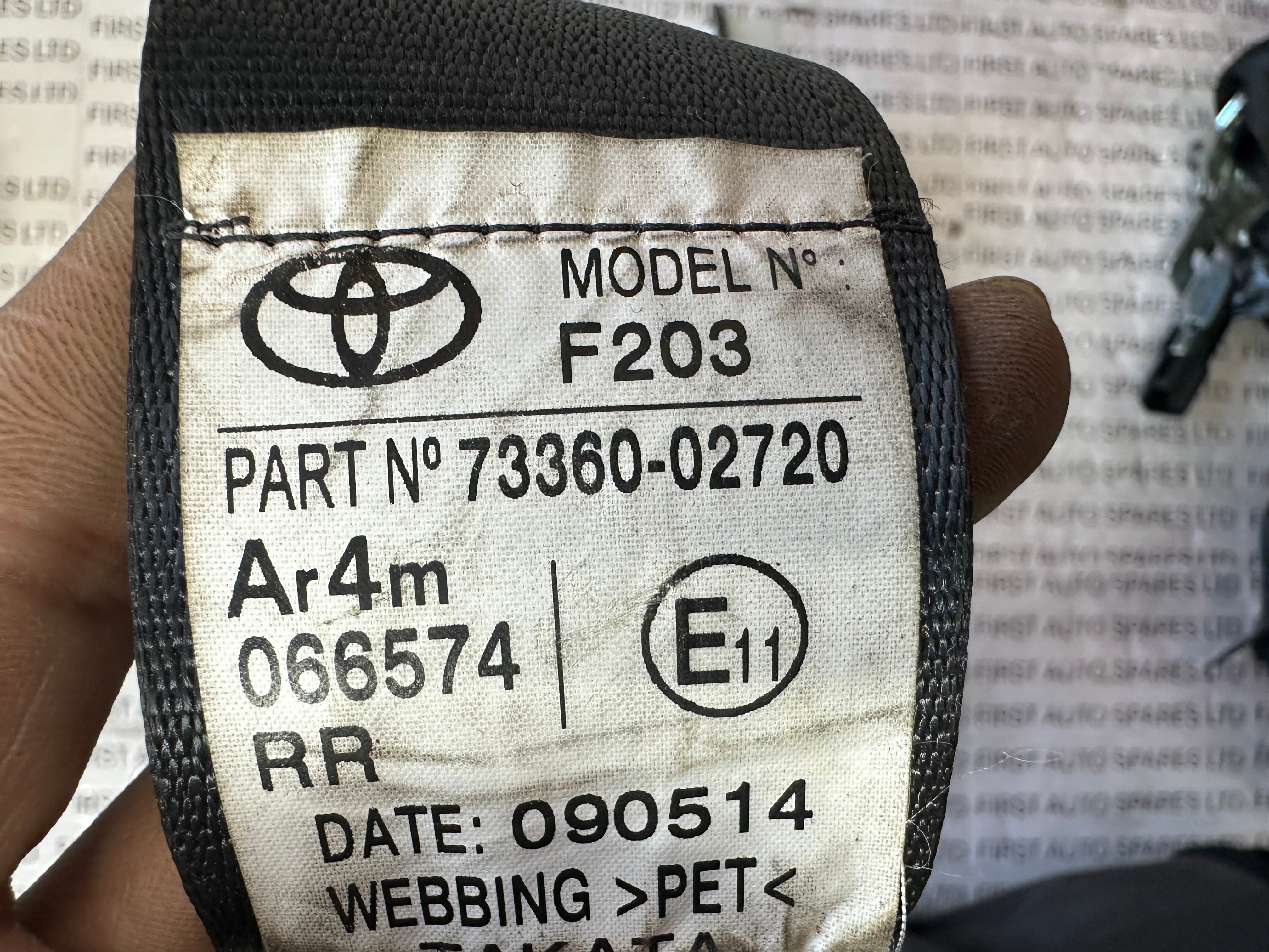 Toyota Auris 2014 Rear Left Seat Belt (7336002720, 73360-02720)