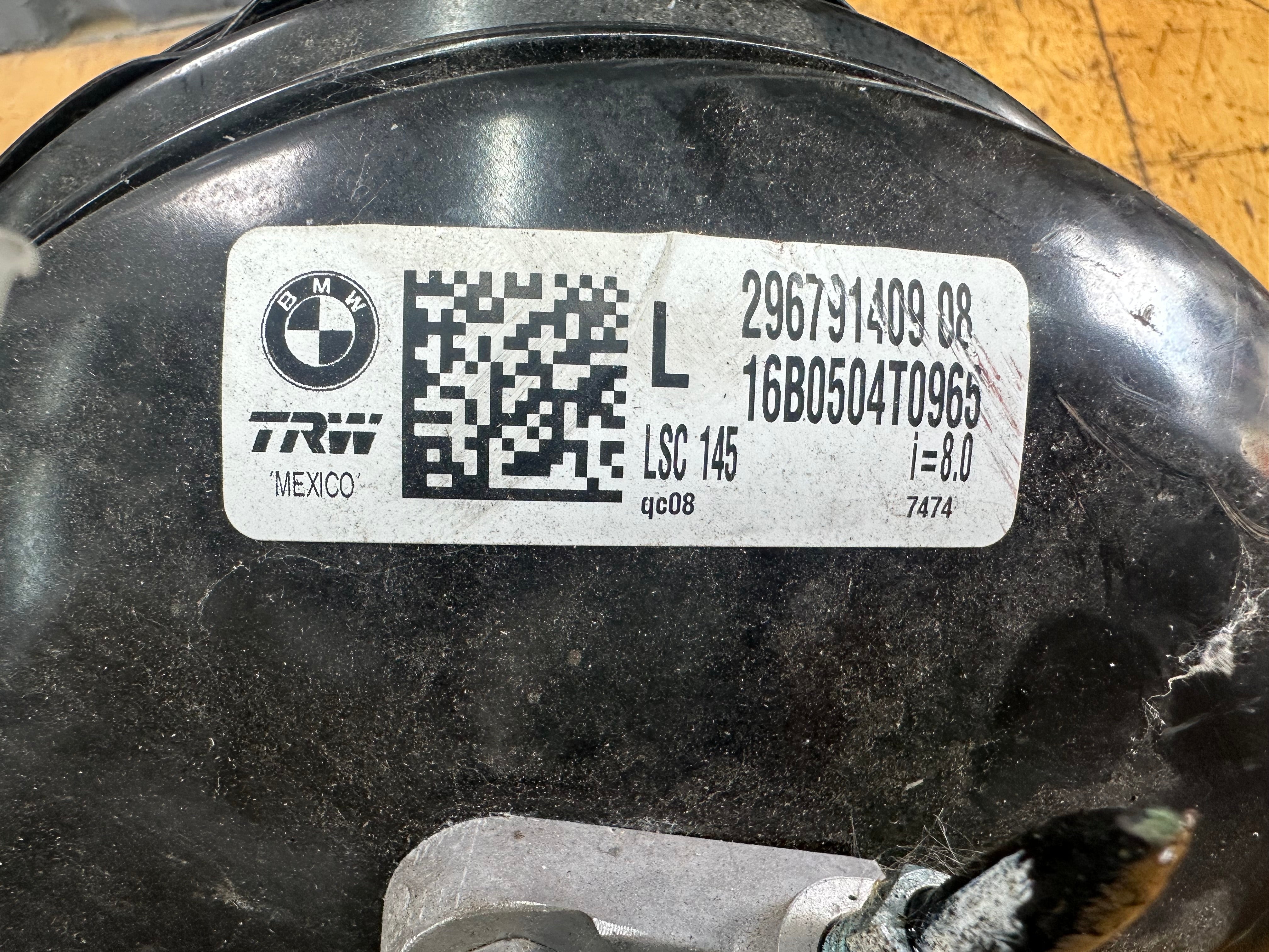 BMW X6 F16 2015 3.0 Diesel Brake Servo & Master Cylinder (296791409 08)