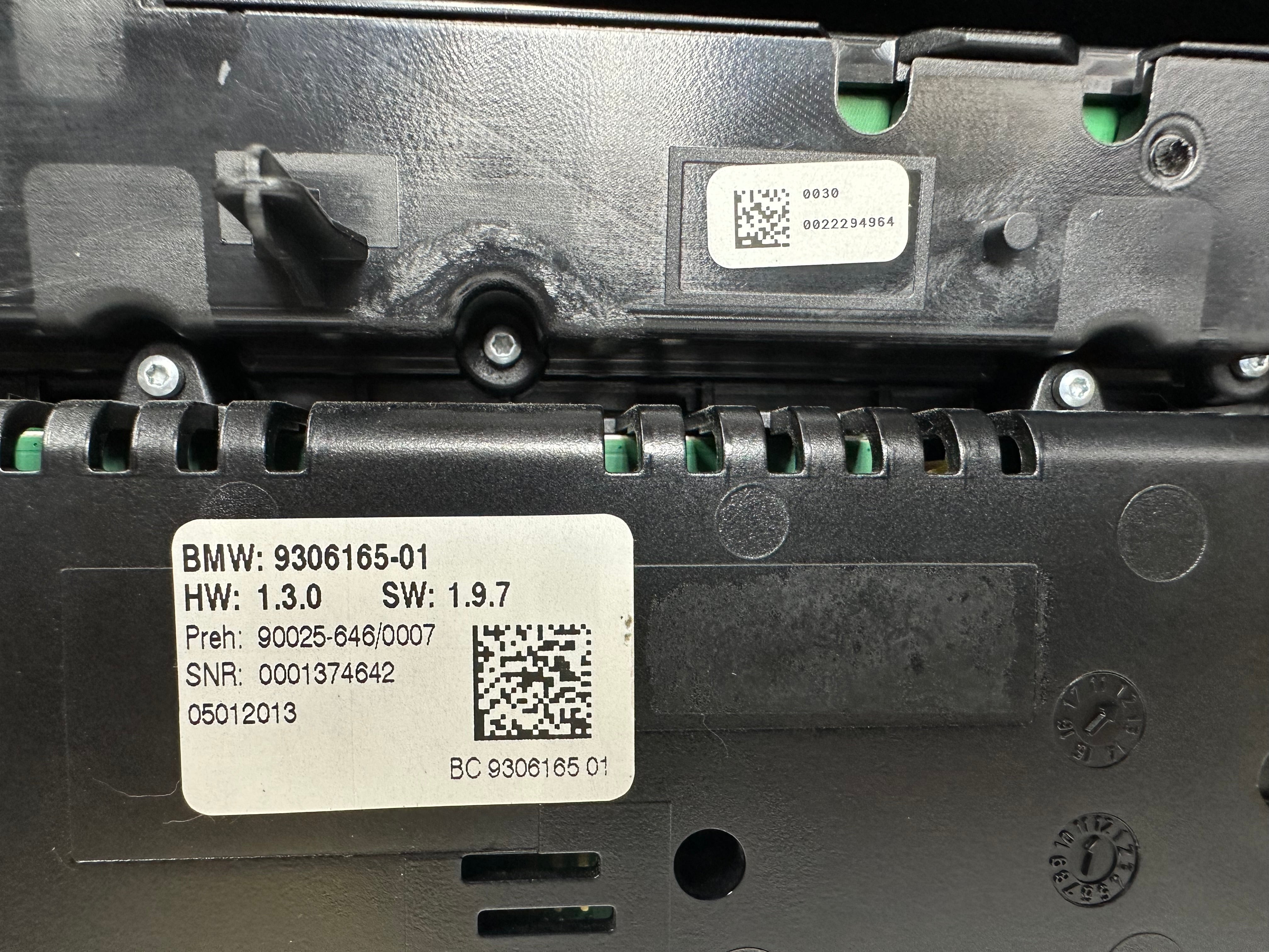 BMW F12 F06 AC Heater Climate Control Panel/Radio CD (9306165-01)