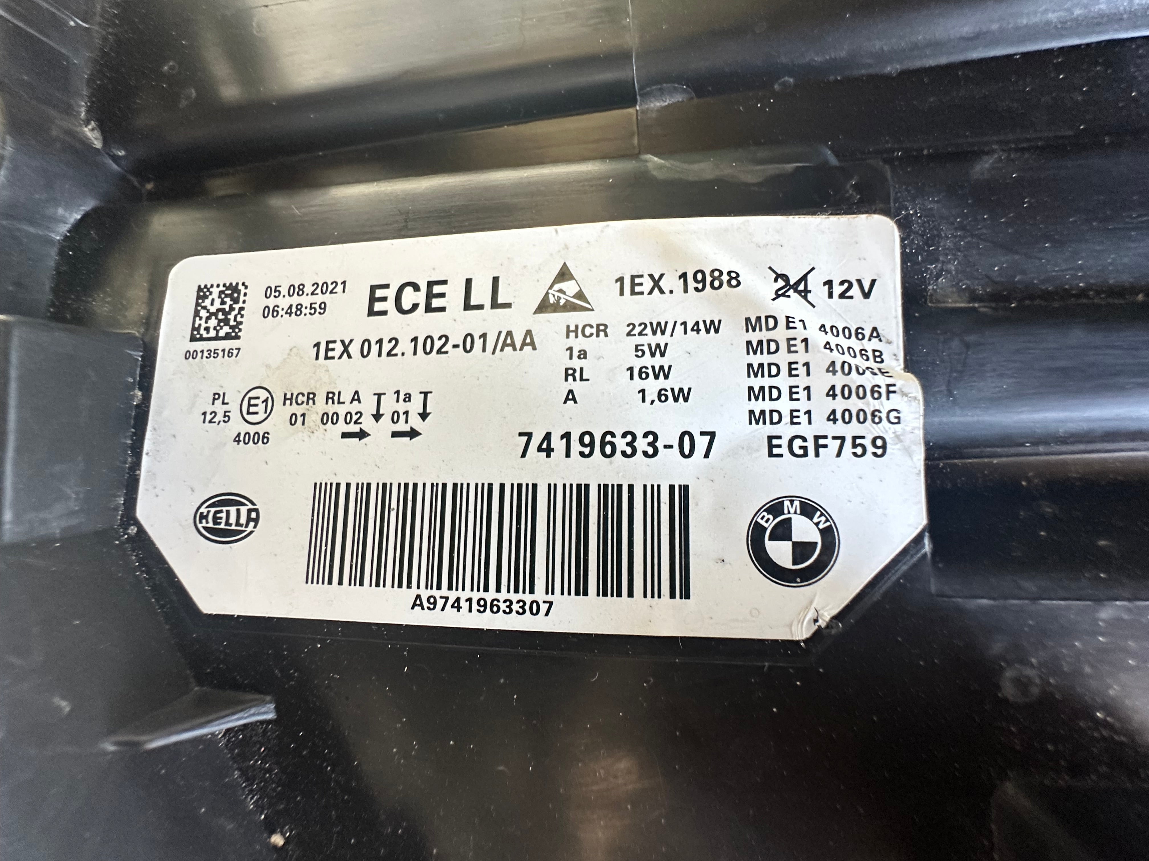 BMW 3 Series F30 F31 LED Left Headlight (7419633-07)