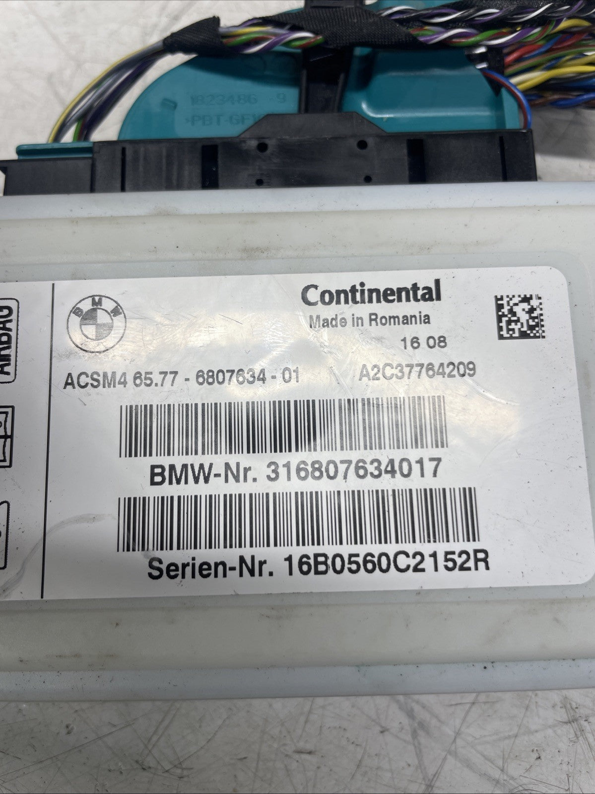 BMW F30 F32 F36 F10 F06 F13 F25 ACSM4 ECU Airbag Control Module Unit 6807634