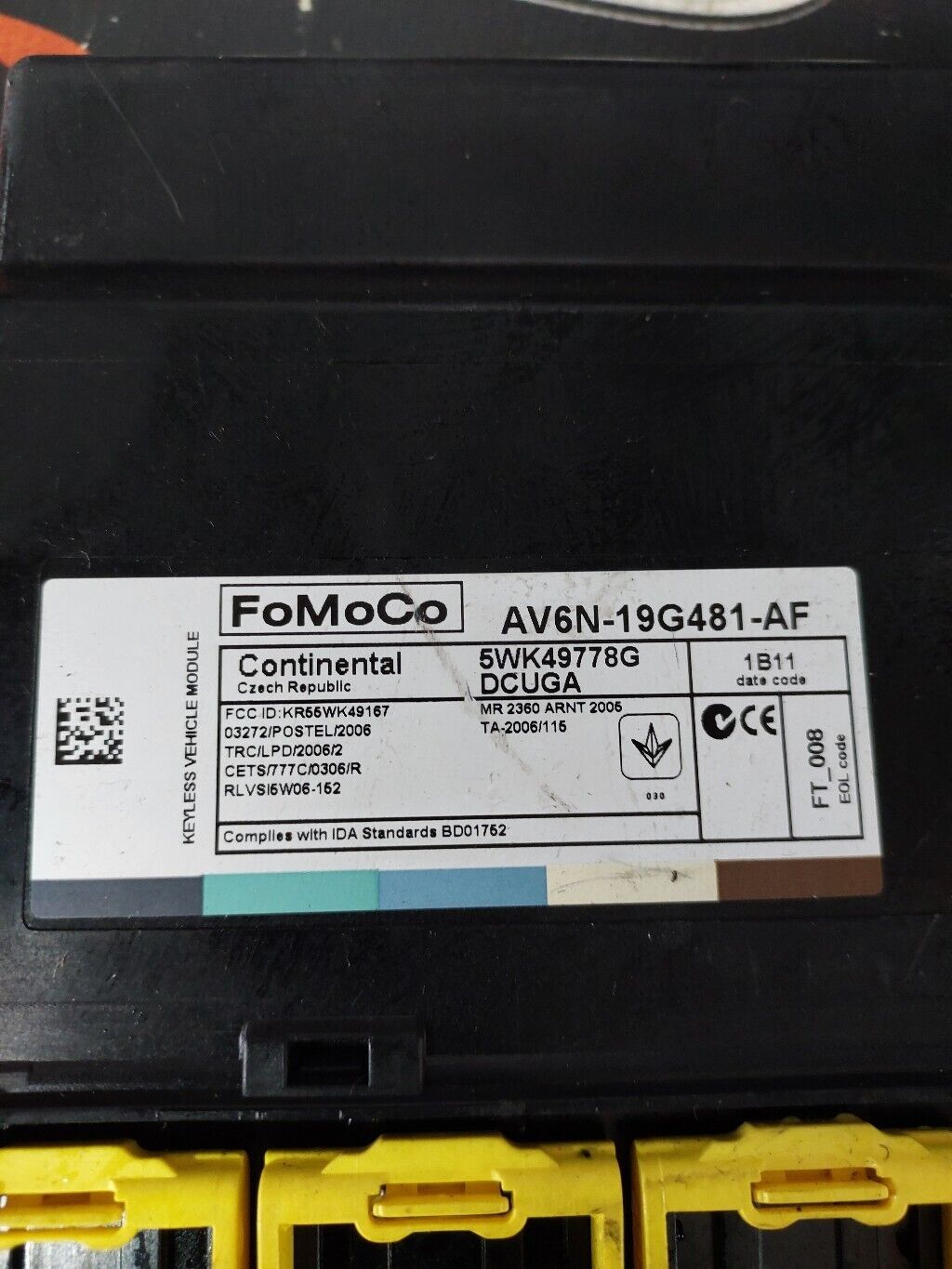 FORD FOCUS 2012 CENTRAL LOCKING CONTROL MODULE ECU AV6N19G481AF