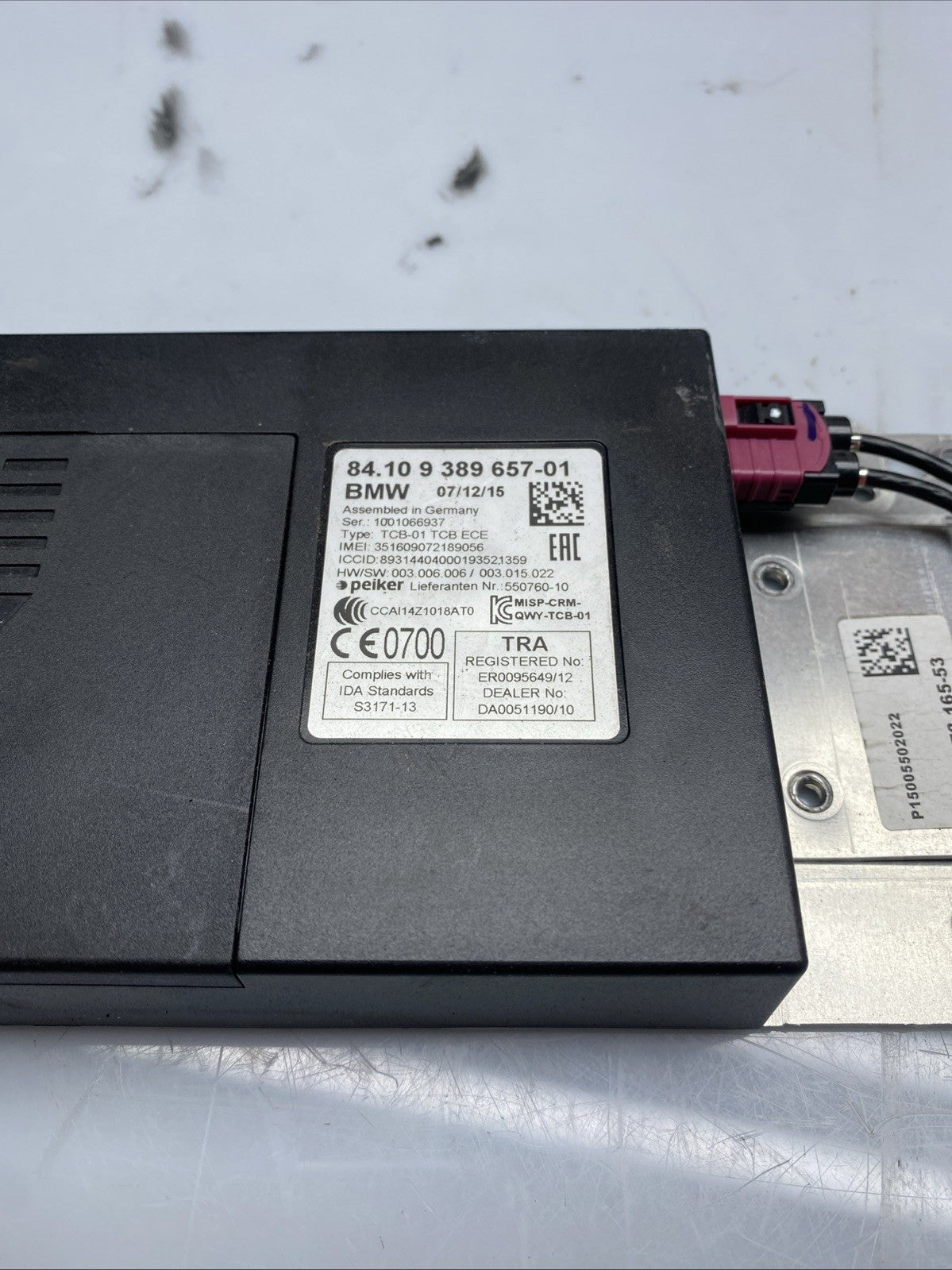 BMW 3 SERIES TELEMATICS CONTROL MODULE ECU 9389657 F30 2012 - 2019
