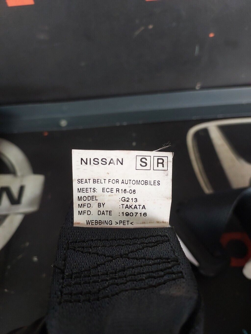 NISSAN NOTE 2016 O/S REAR SEAT BELT RH