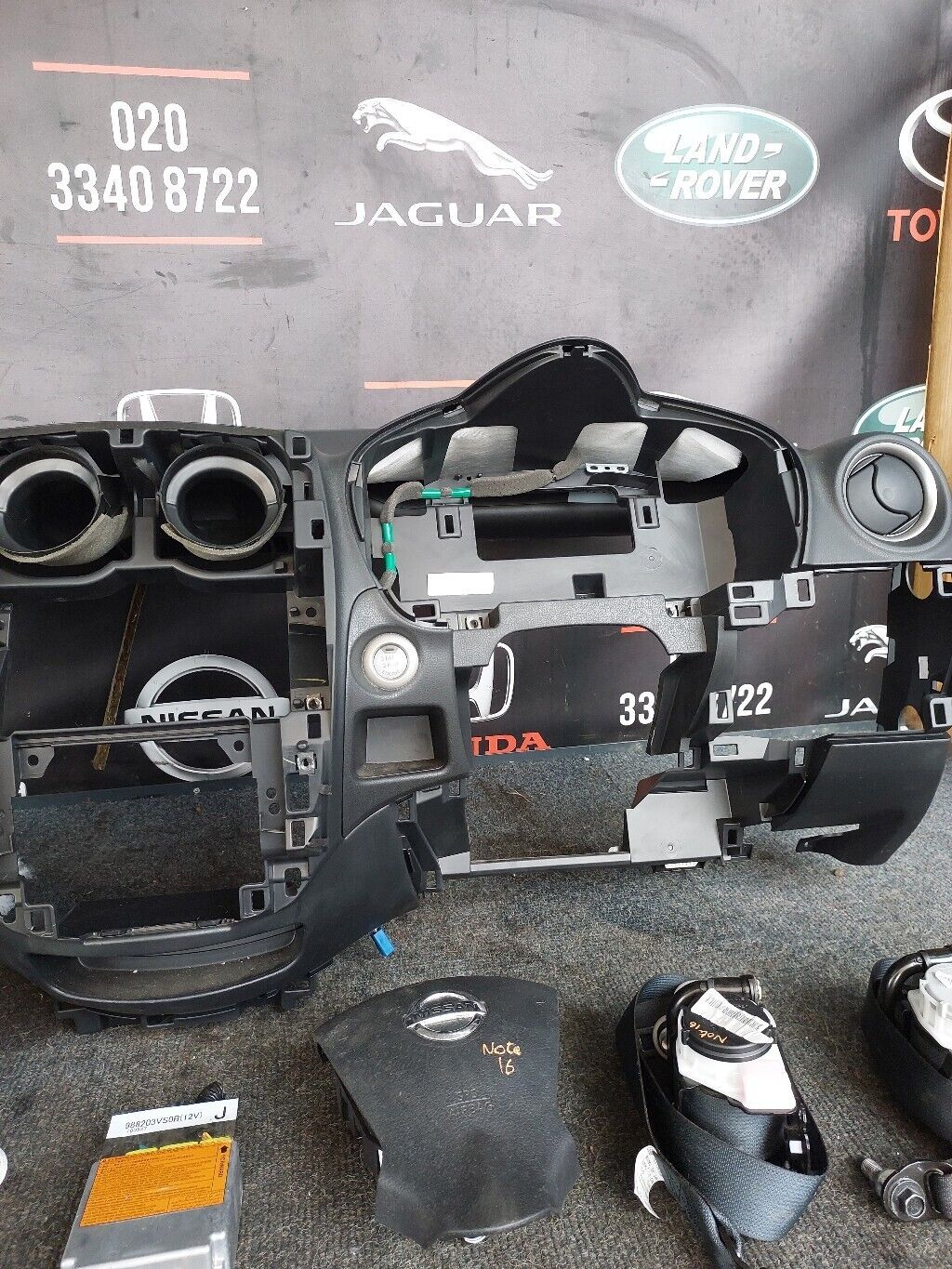 NISSAN NOTE 2016 DASHBOARD SEATBELT & AIRBAG KIT COMPLETE