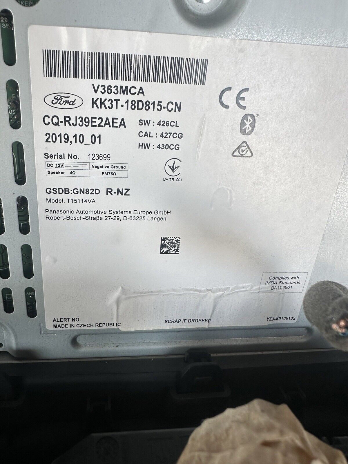 FORD TRANSIT CUSTOM 2021 Radio    JK2T18K810LB