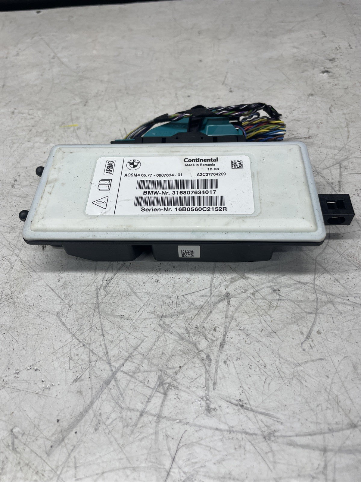 BMW F30 F32 F36 F10 F06 F13 F25 ACSM4 ECU Airbag Control Module Unit 6807634