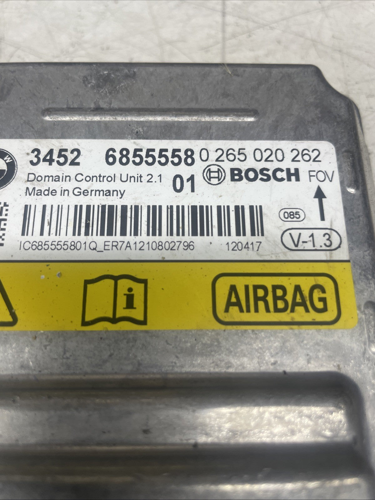 BMW 3 SERIES F30 F31 AIRBAG CONTROL MODULE ECU UNIT 6855558