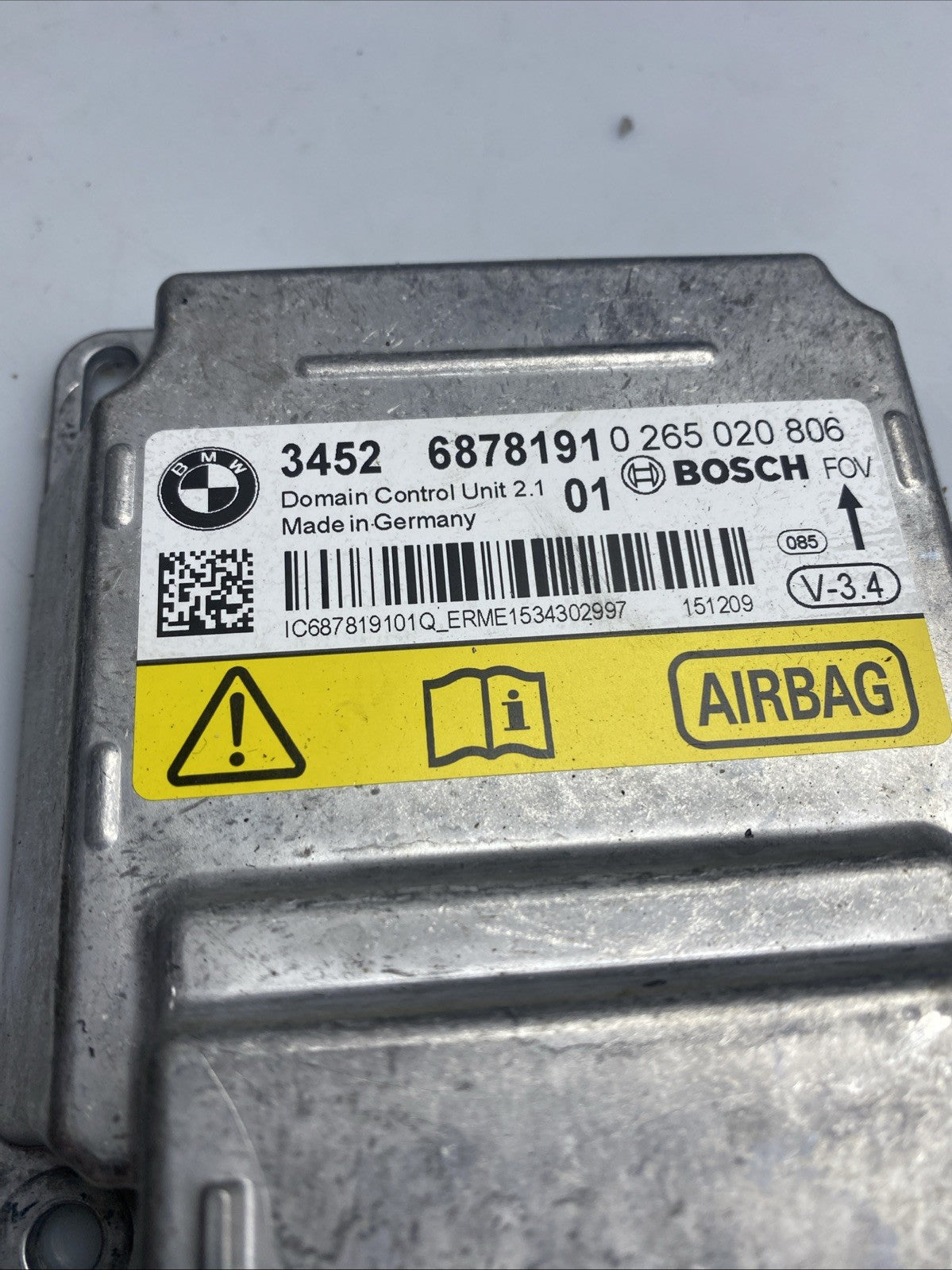 BMW 5 SERIES F10 F11 AIRBAG CONTROL MODULE ECU 6864927 2014-2018