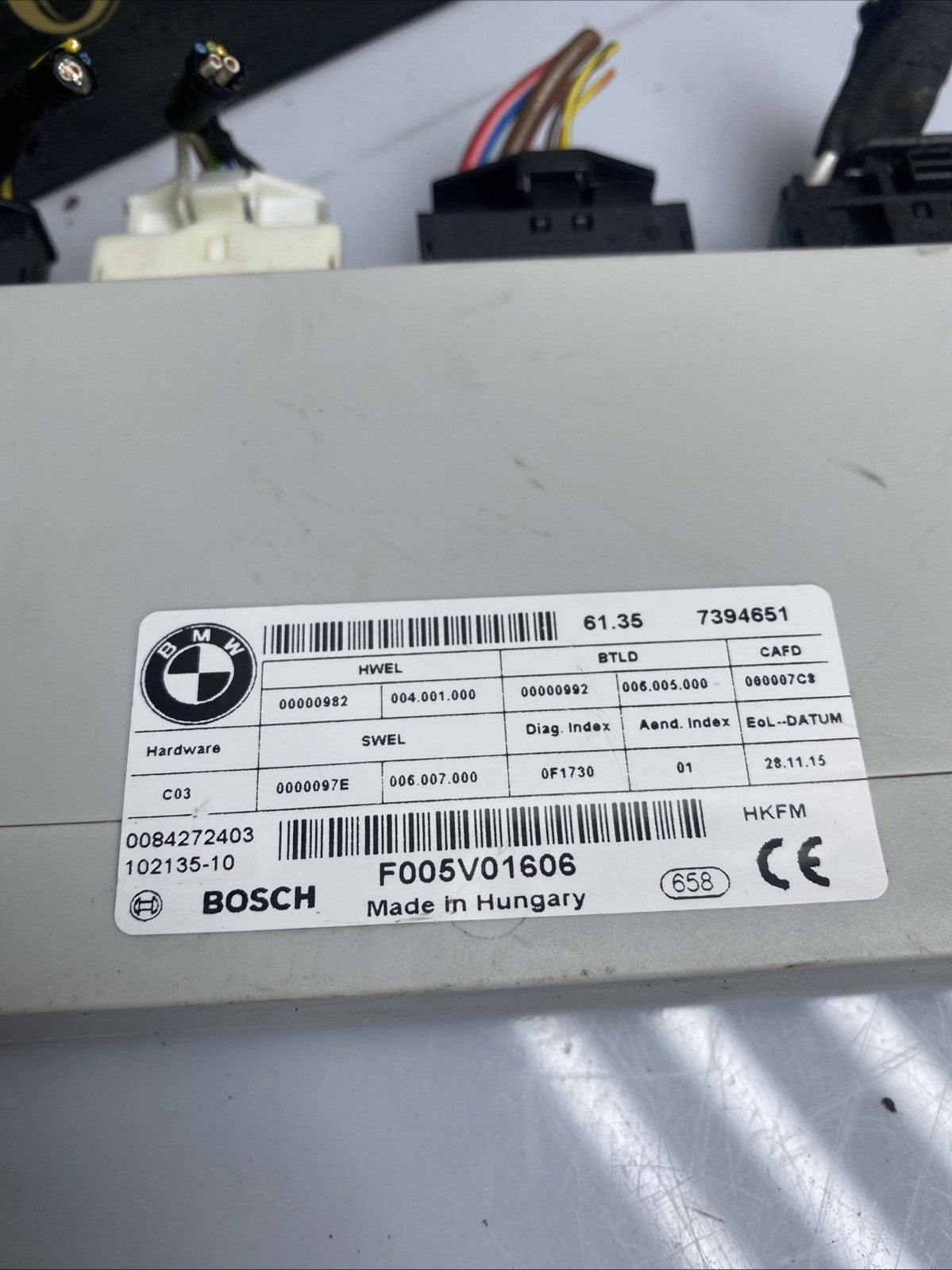 BMW 5 SERIES F10 F11 TAILGATE CONTROL MODULE ECU 7394651 2014