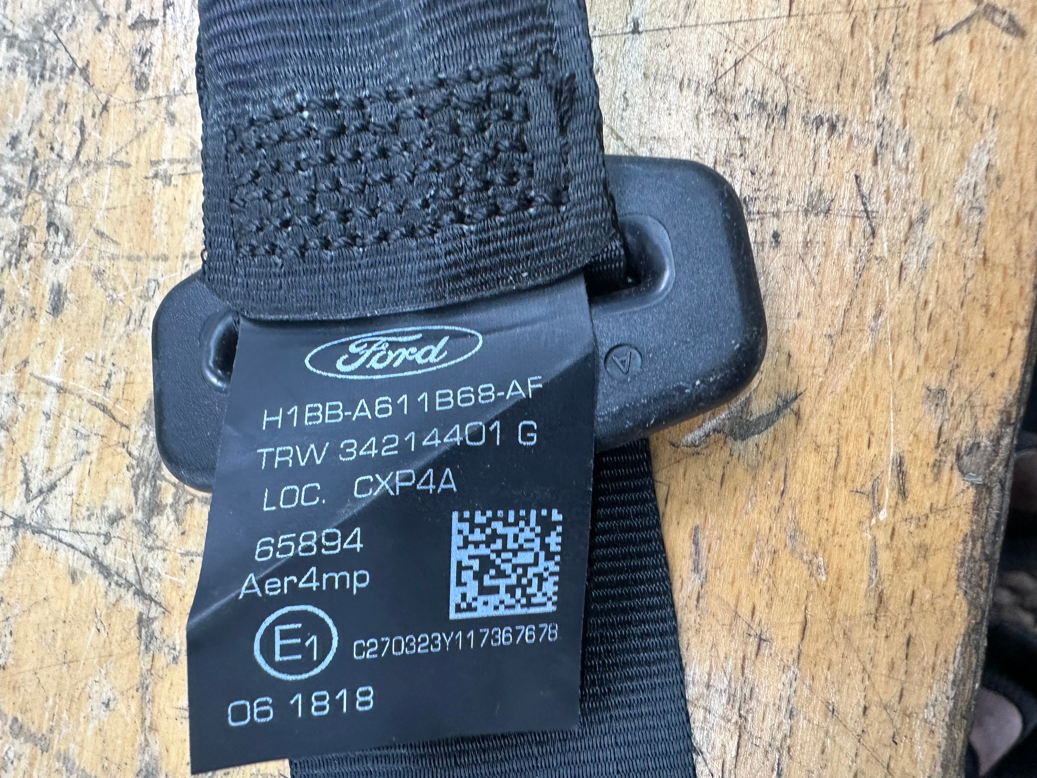 Ford Fiesta Mk8 Rear Right 2nd Row Seat Belt (H1BB-A611B68-AF) (34133468E)