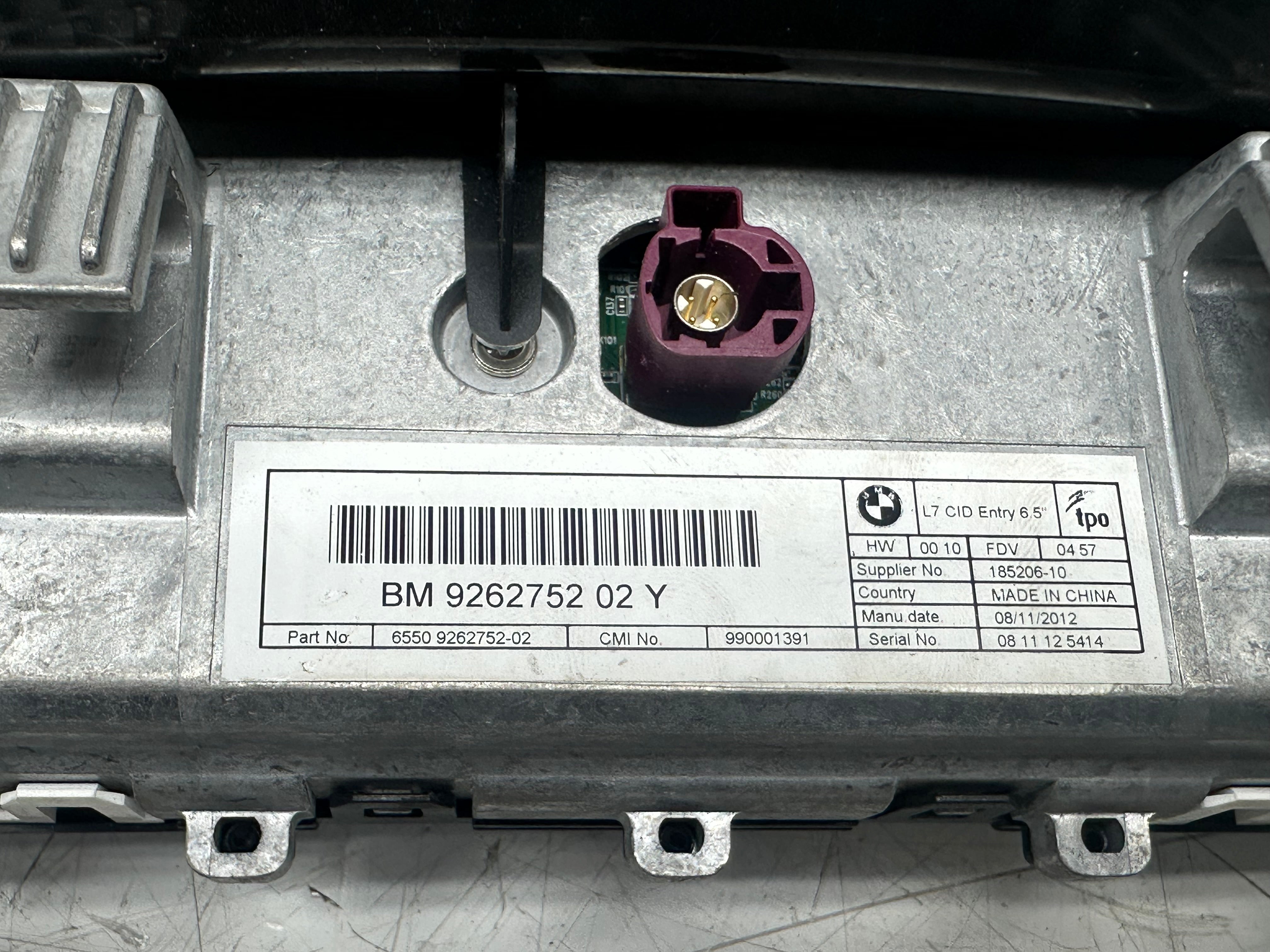 BMW 1 Series 2011–2015 Sat Nav Screen (6550 9262752-02)