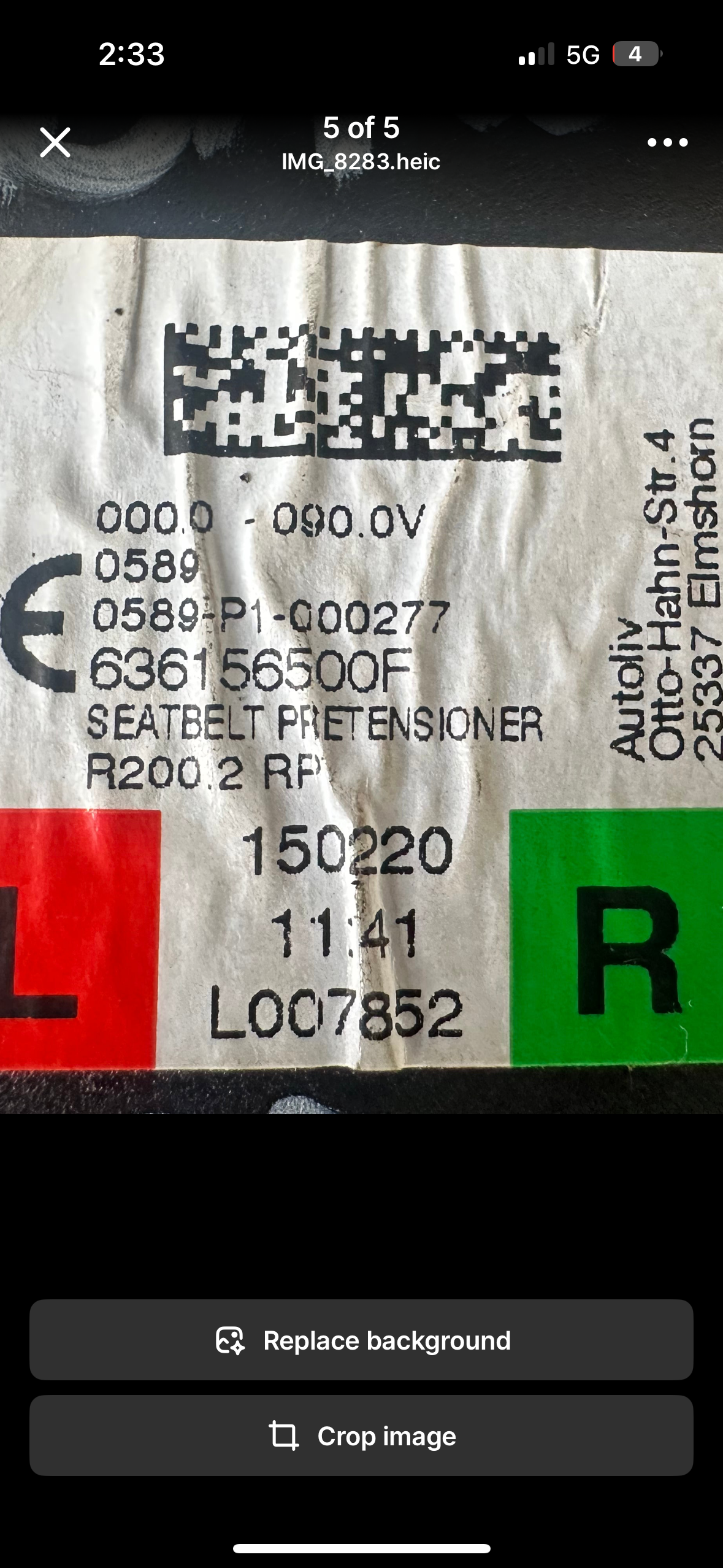 BMW 3 Series G21 Rear Right/Left Seat Belt (0589-P1-000277) (S3749627006) (640668400C)