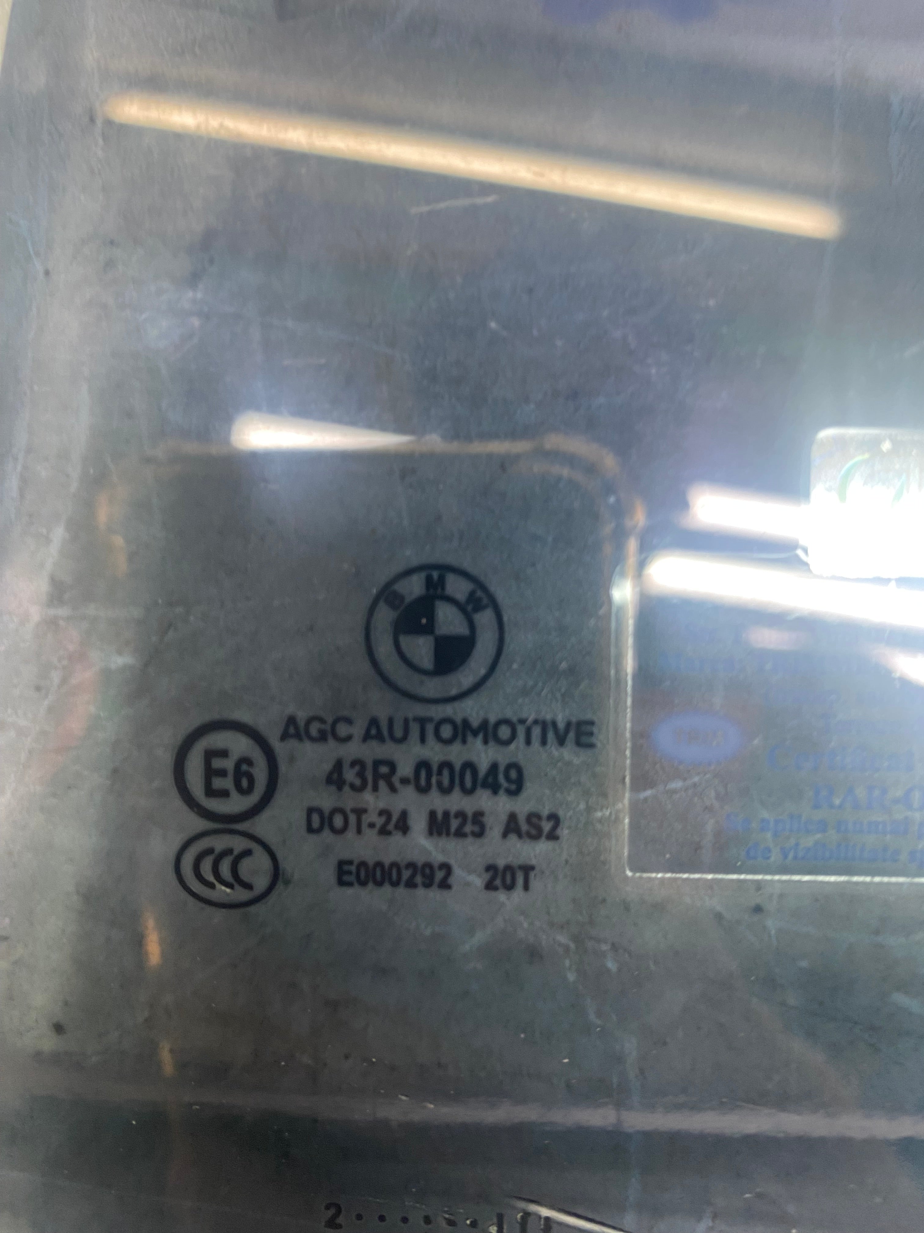 BMW 5 Series F10 Rear Passenger Side Window Glass – 2010–2017