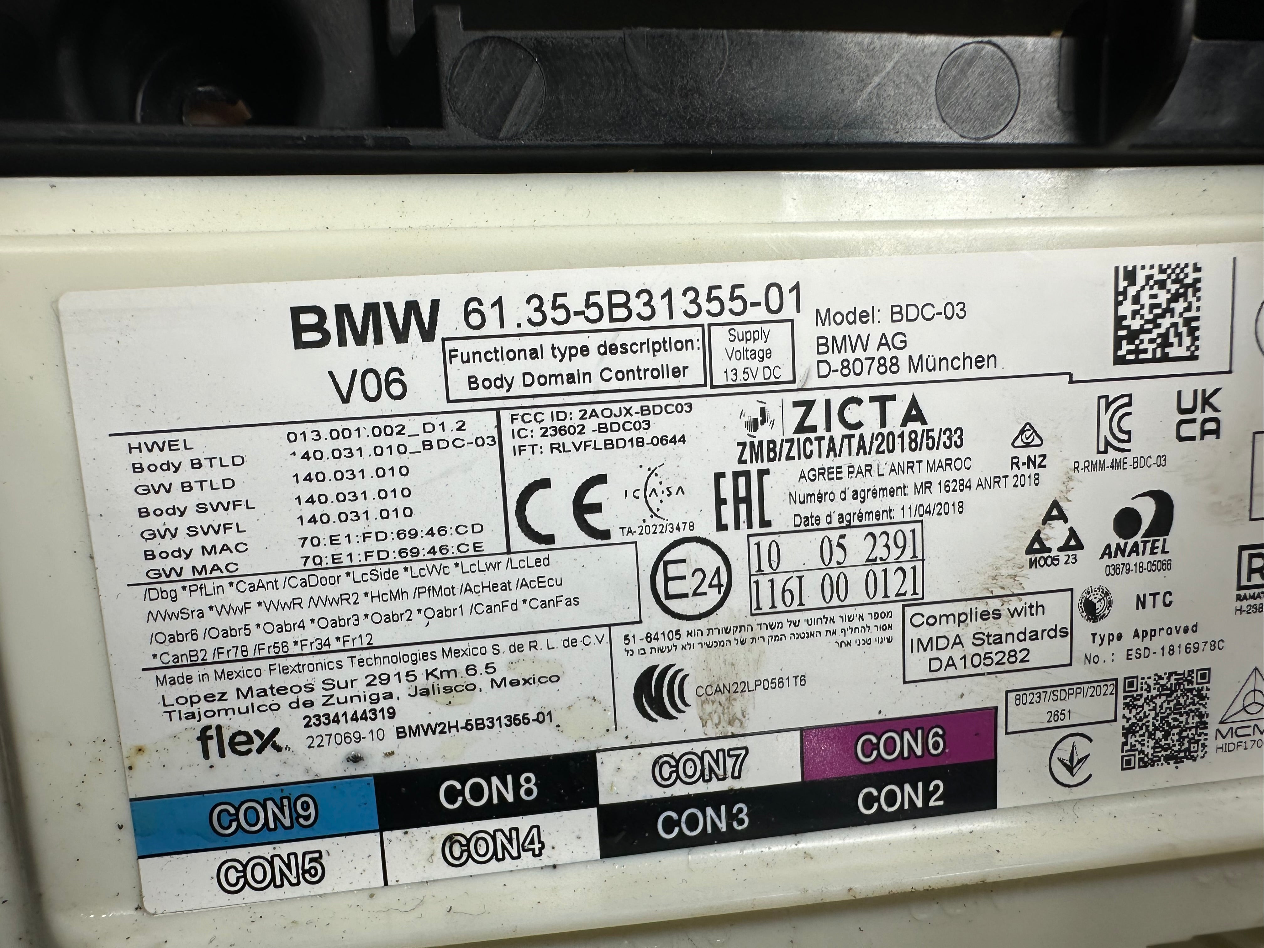 BMW 3 Series G20 G21 Body Domain Controller Control Unit Module (61.35-5B31355-01)