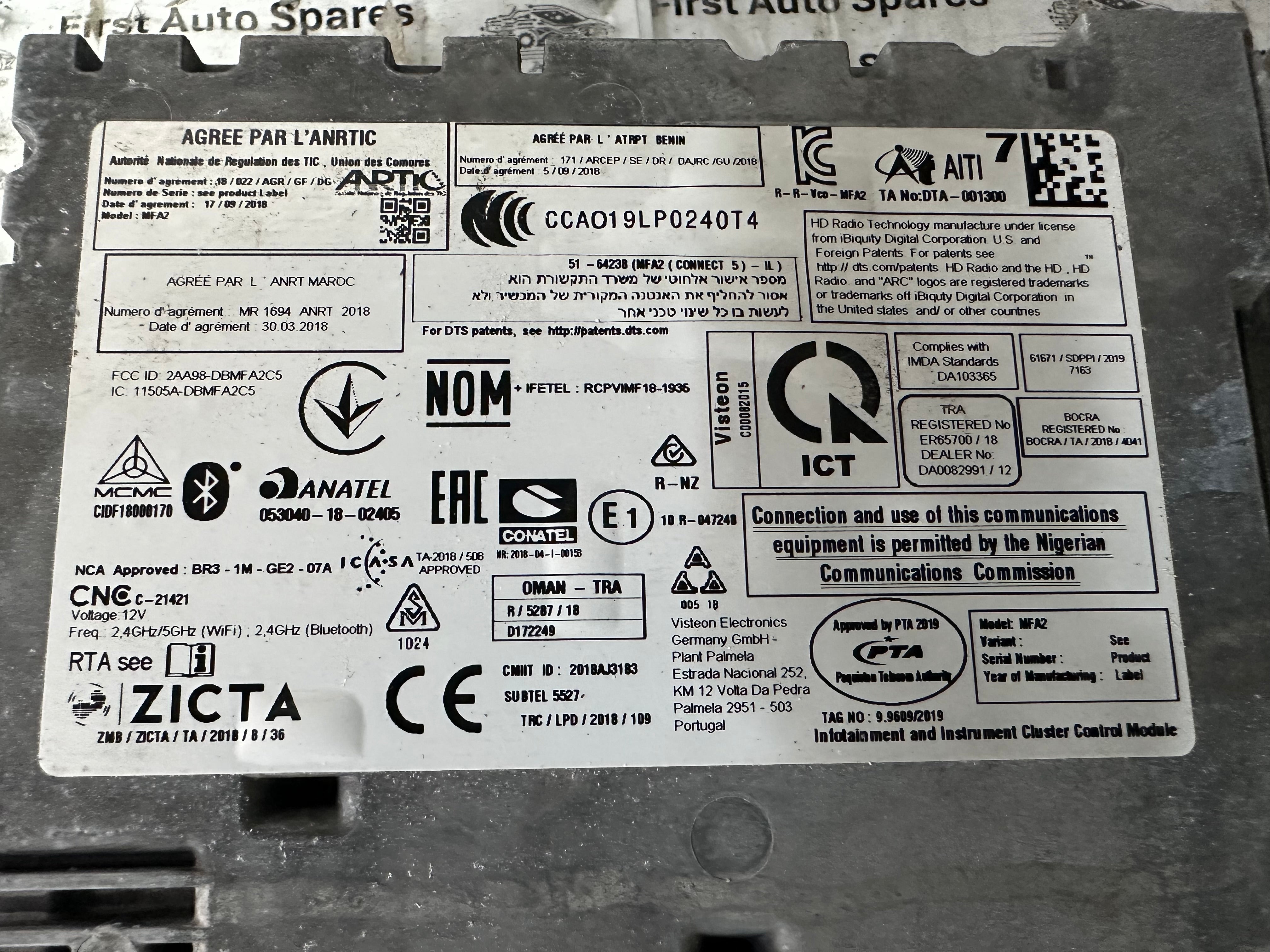Mercedes Sprinter 907 2018–Present CDI Radio Head Unit (A9079009103)
