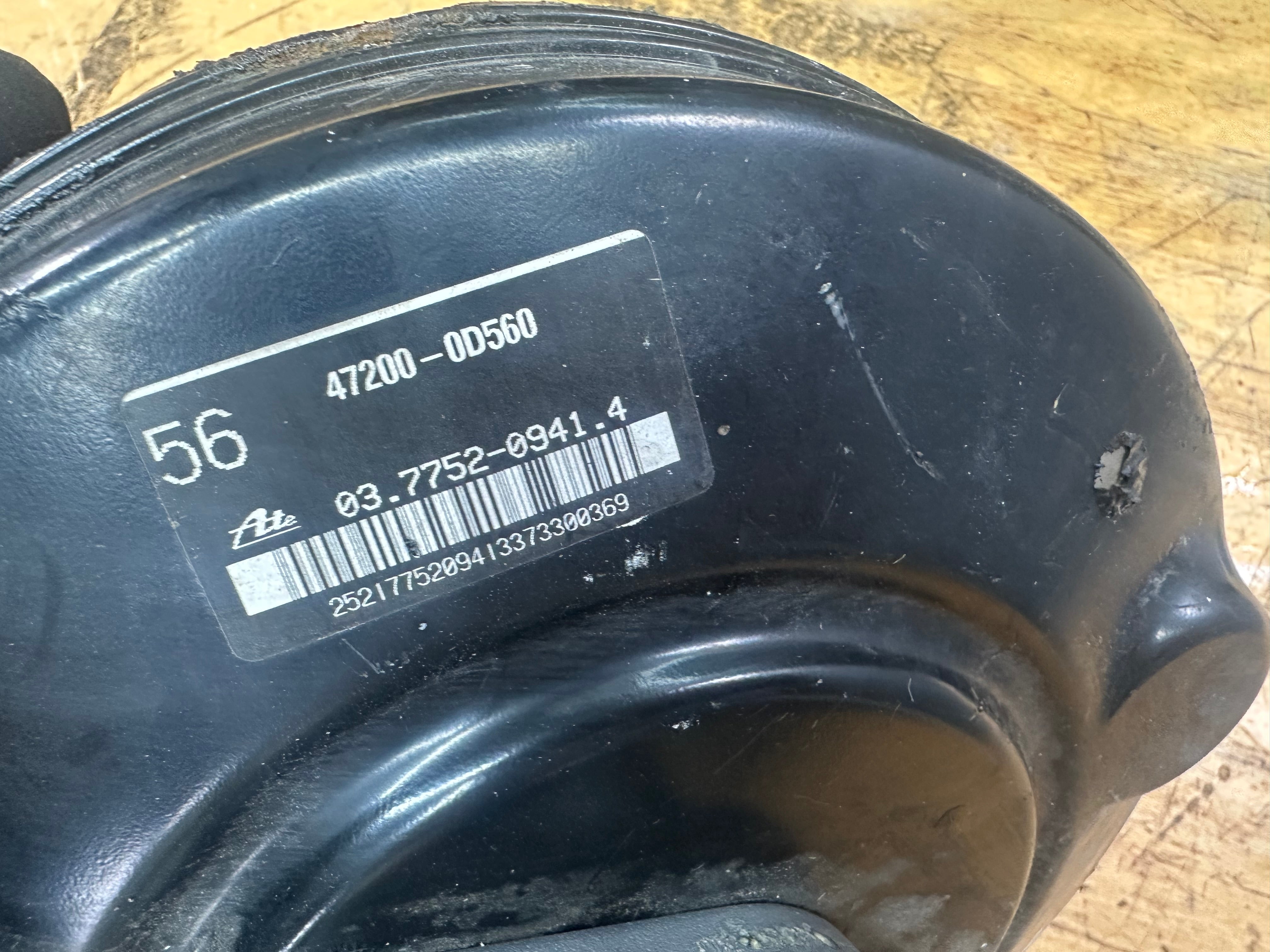 Toyota Yaris 2012–2020 Brake Servo & Master Cylinder 1.3 Petrol (47200-0D560)