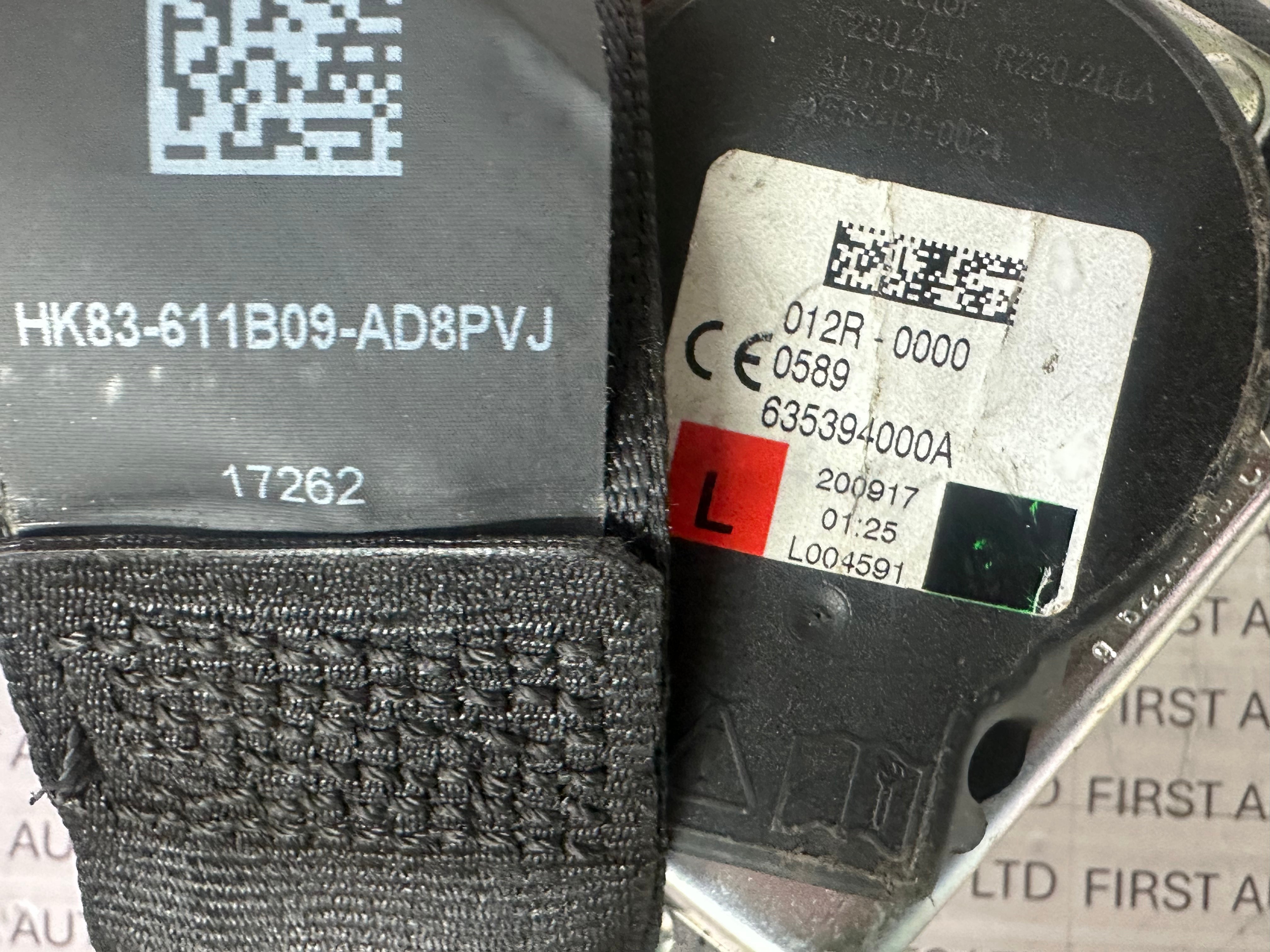 Jaguar F-Pace 2017 Front Passenger's Left N/S/F Seatbelt (635394000A)