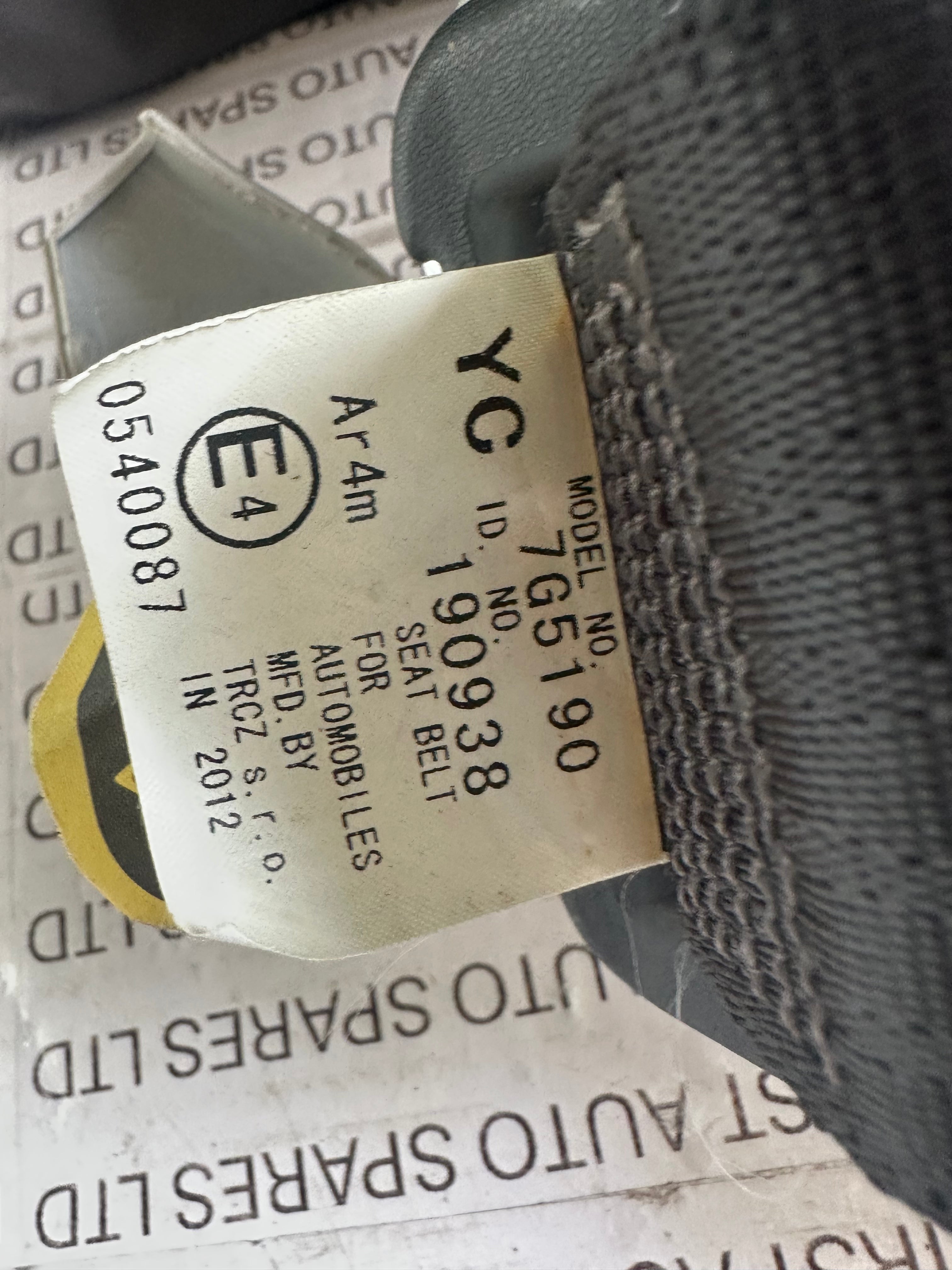 Toyota Yaris 2013 Left Rear Seat Belt