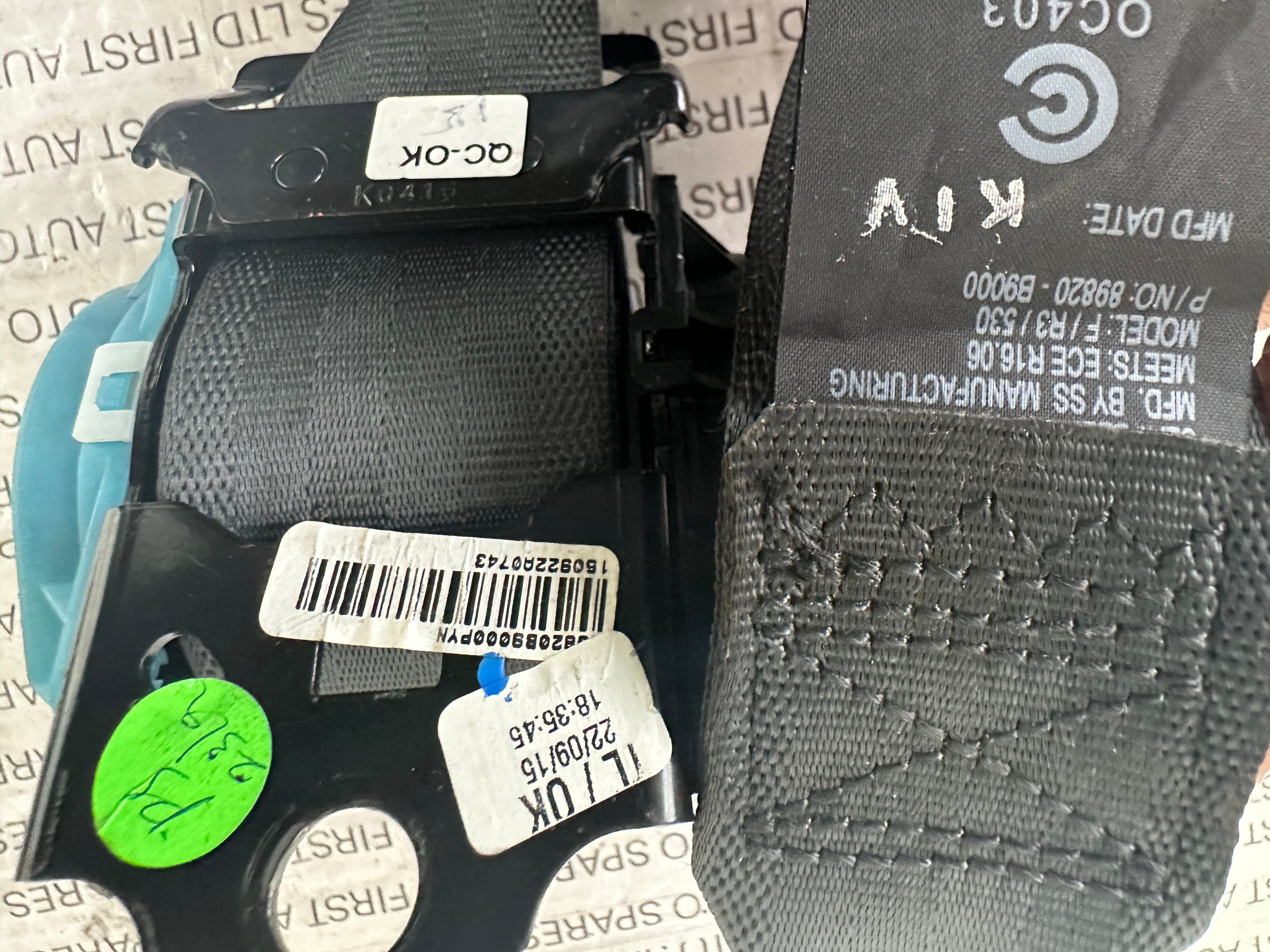 Hyundai i10 2016 Front Right Seatbelt - (89820-B9000)