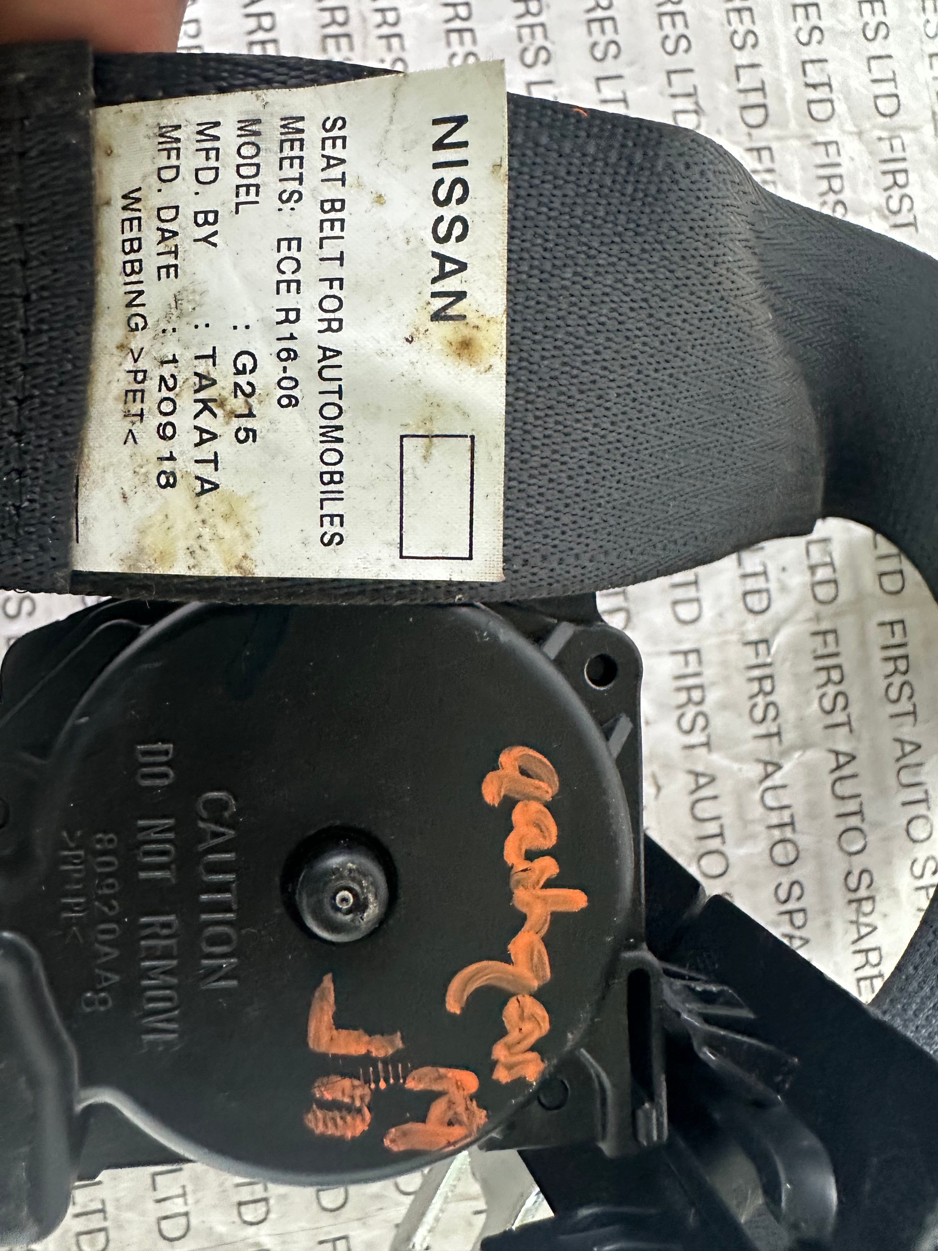 Nissan Qashqai J11 2014 Rear Right Seatbelt (G215 / 80920AA8)