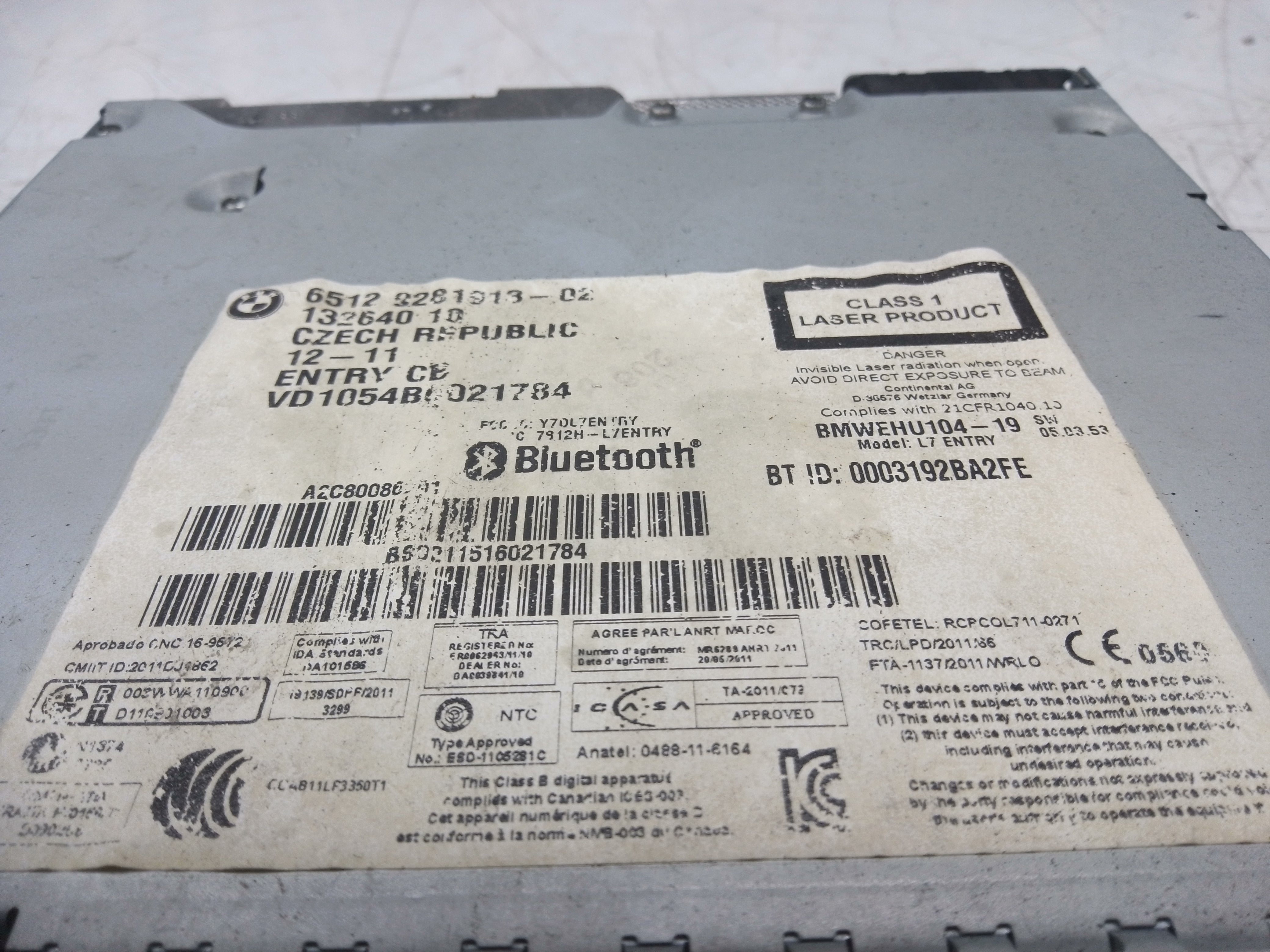 BMW 1 Series F20 2012–15 CD Radio Head Unit (9281913-02)