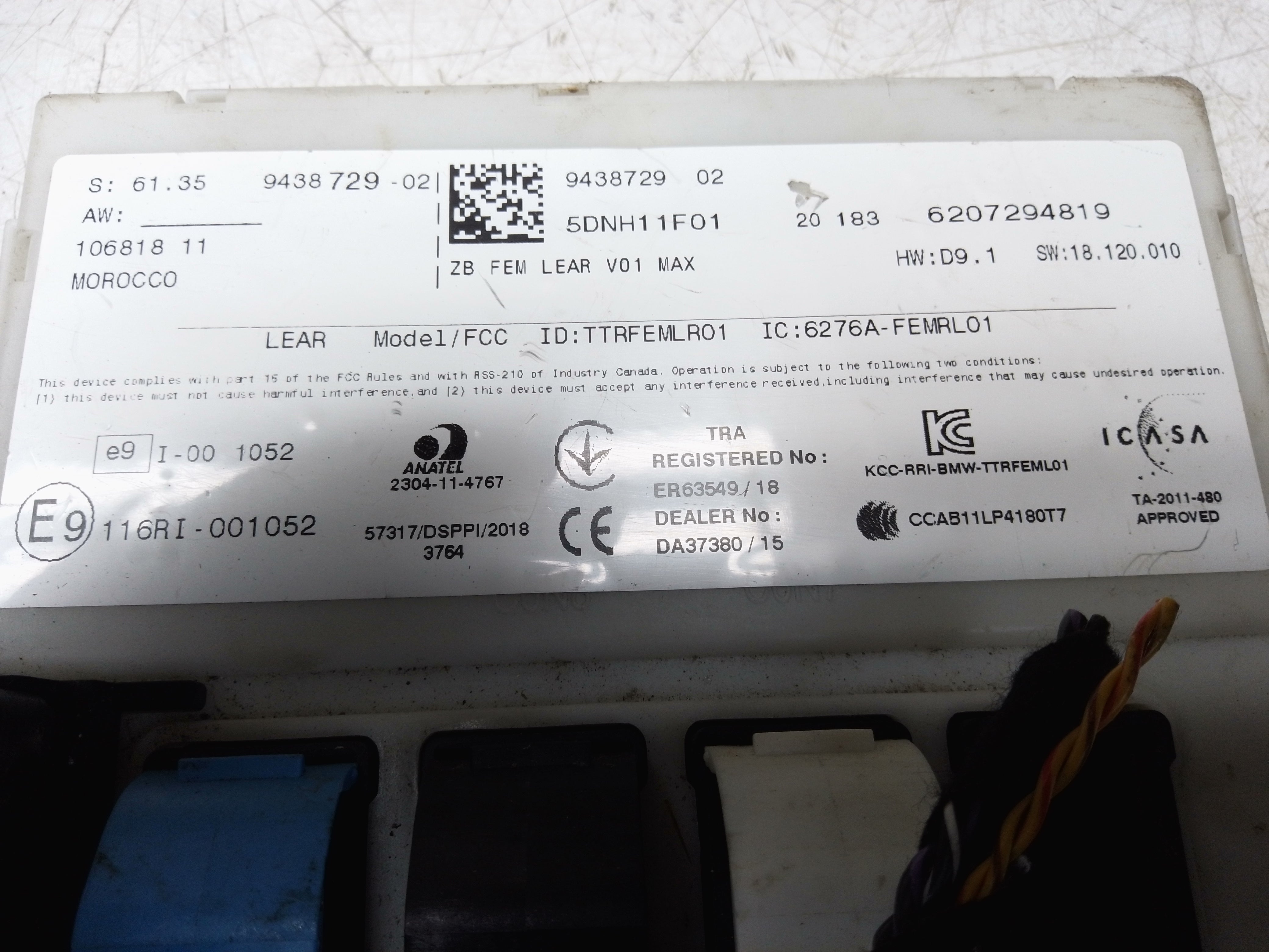 BMW 1 Series F20 2011–15 BCM & iDrive Knob Touch Control Module (9438729)(9371374)