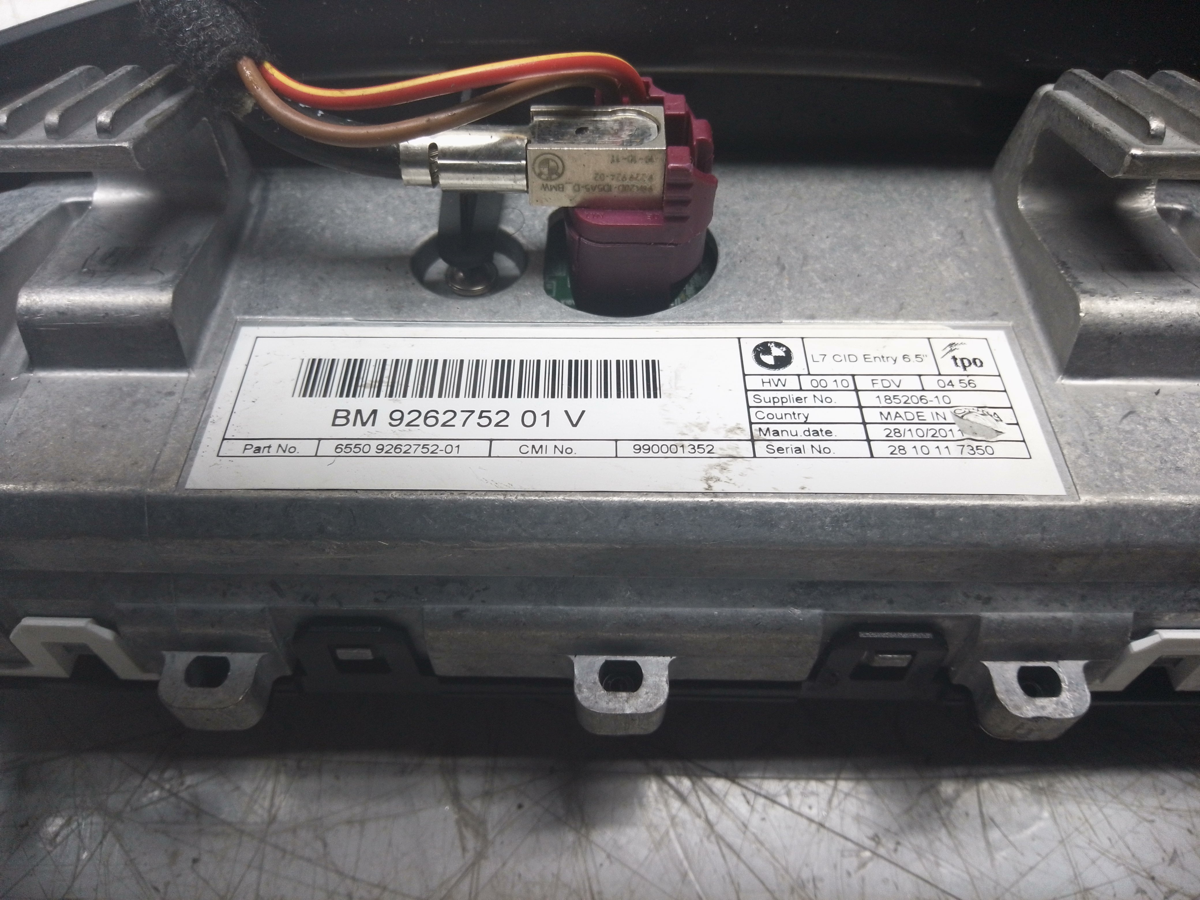 BMW 1 Series F20/F21 2009–16 Radio Navigation Multimedia Display Screen (9262752-01)