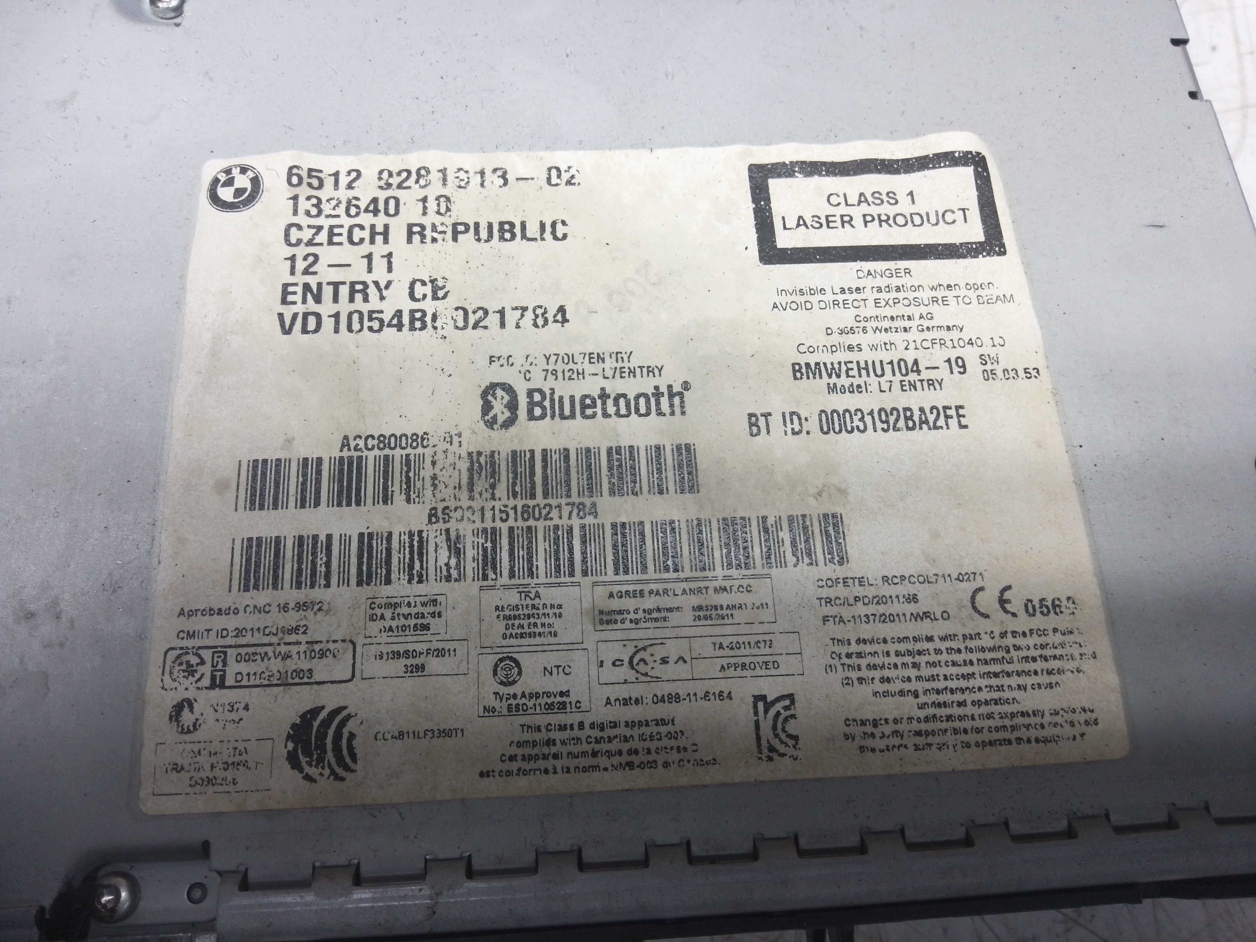 BMW 1 Series F20 2012–15 CD Radio Head Unit (9281913-02)